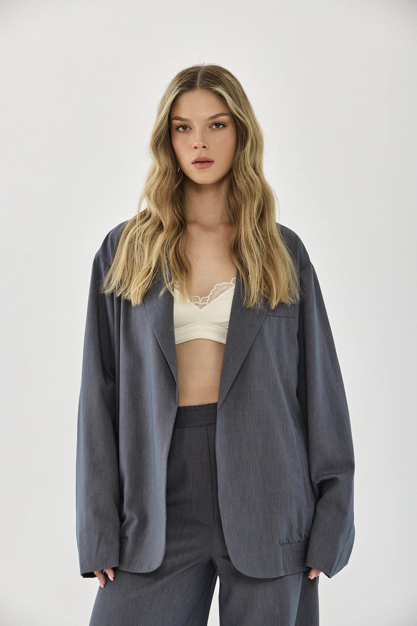 OVERSIZED BOMBER SMOKED BLUE