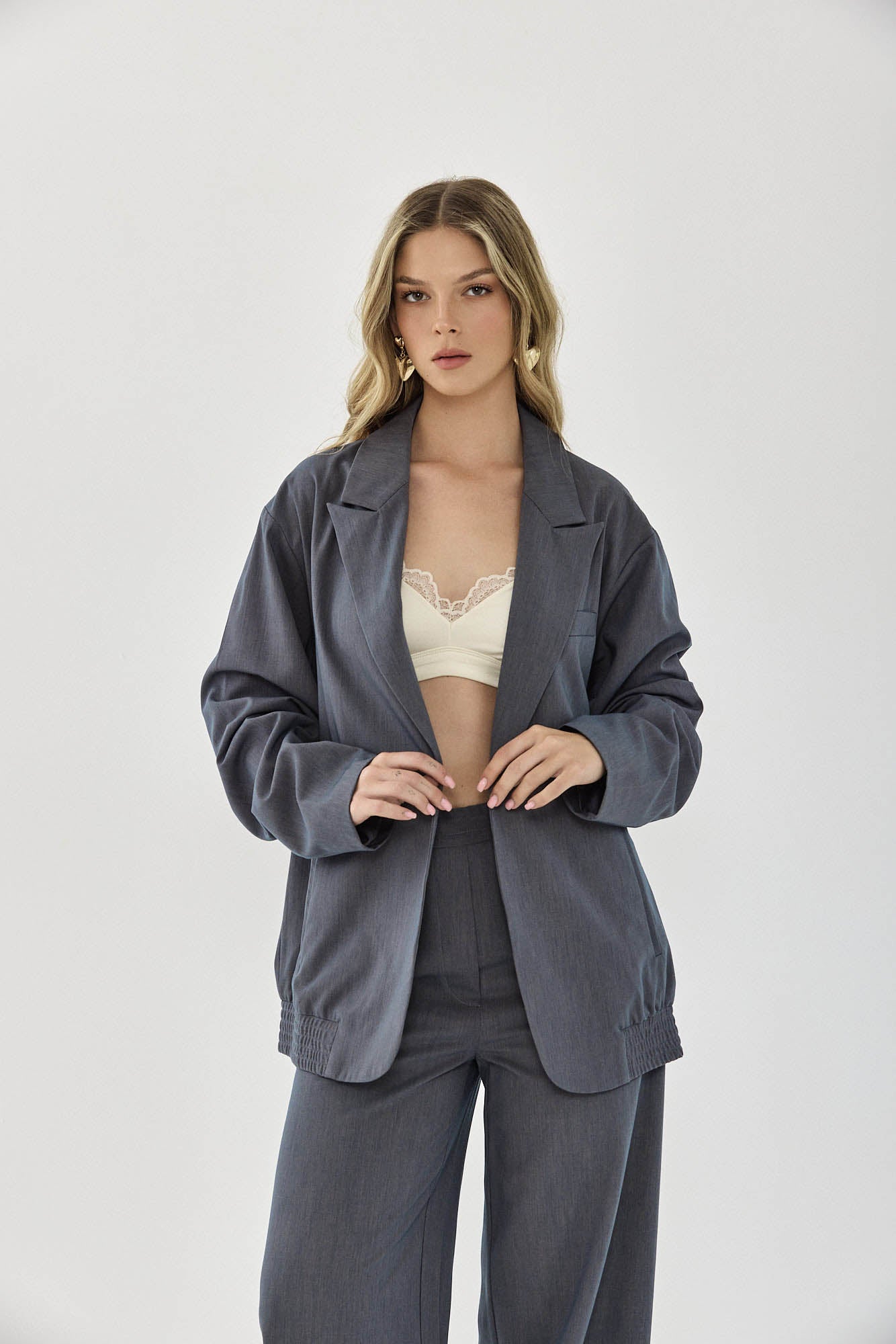 OVERSIZED BOMBER SMOKED BLUE