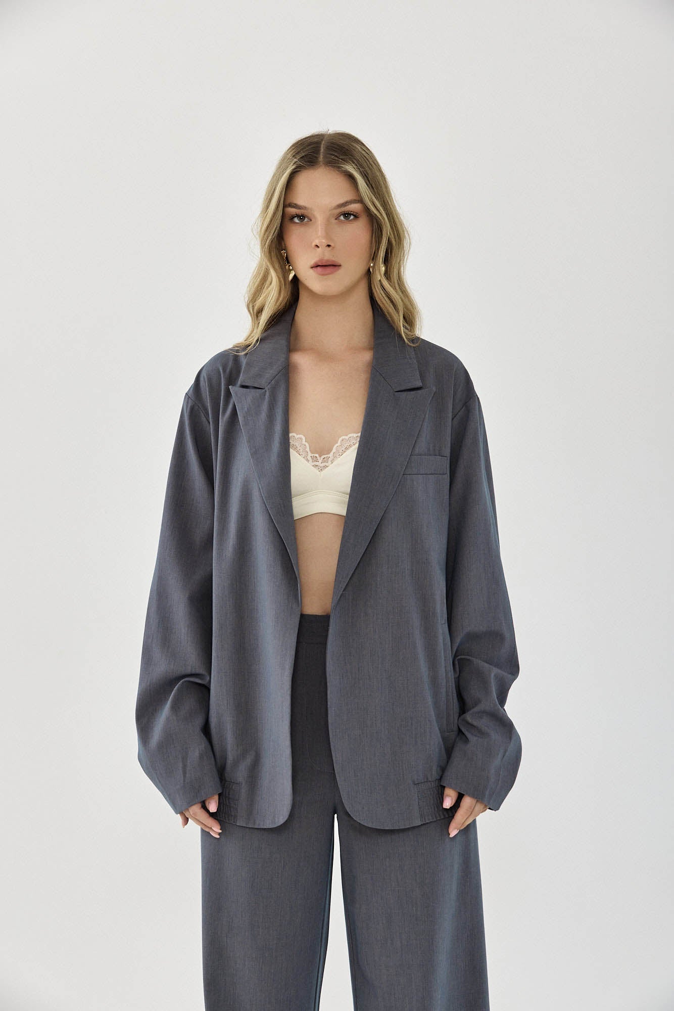 OVERSIZED BOMBER SMOKED BLUE
