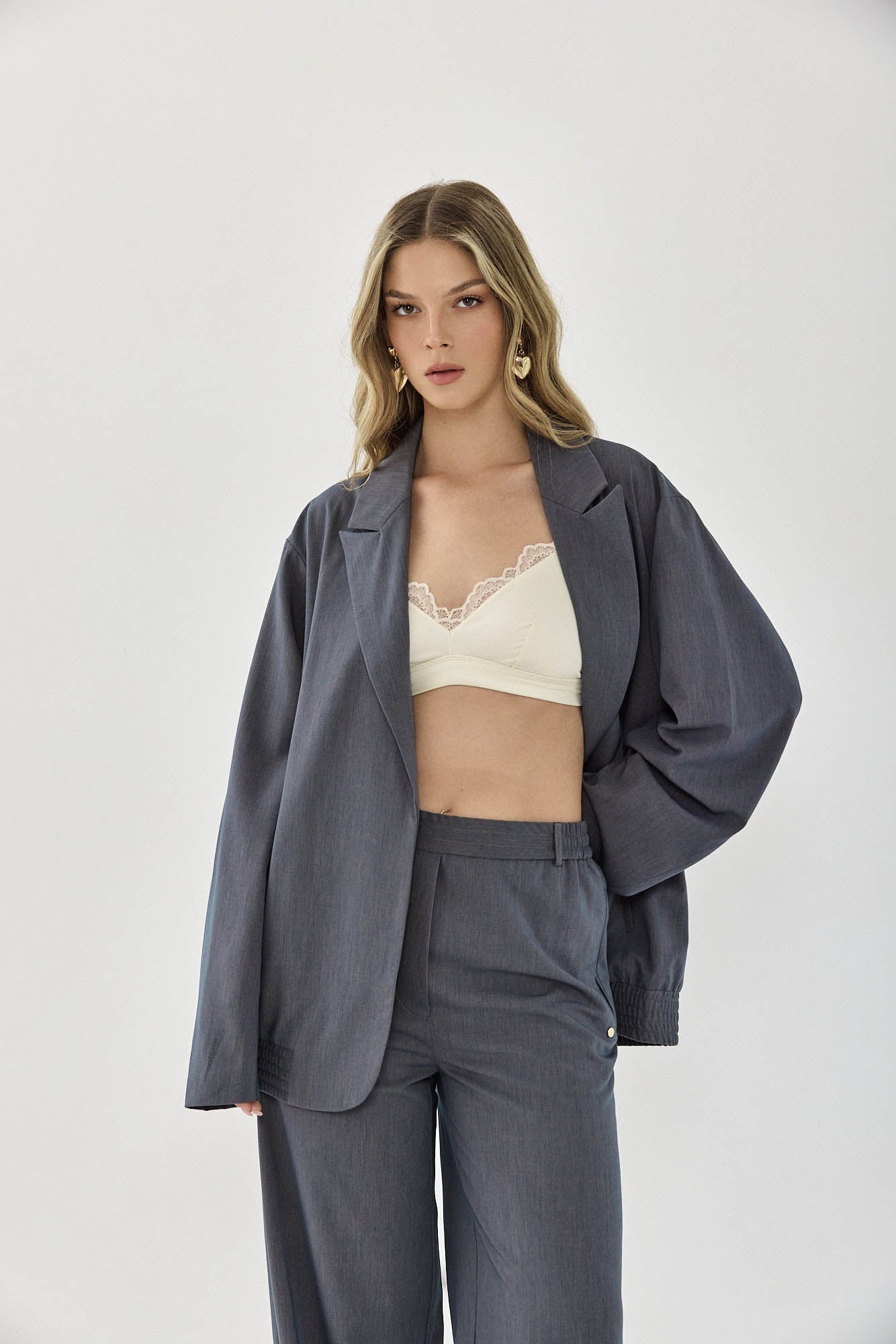 OVERSIZED BOMBER SMOKED BLUE