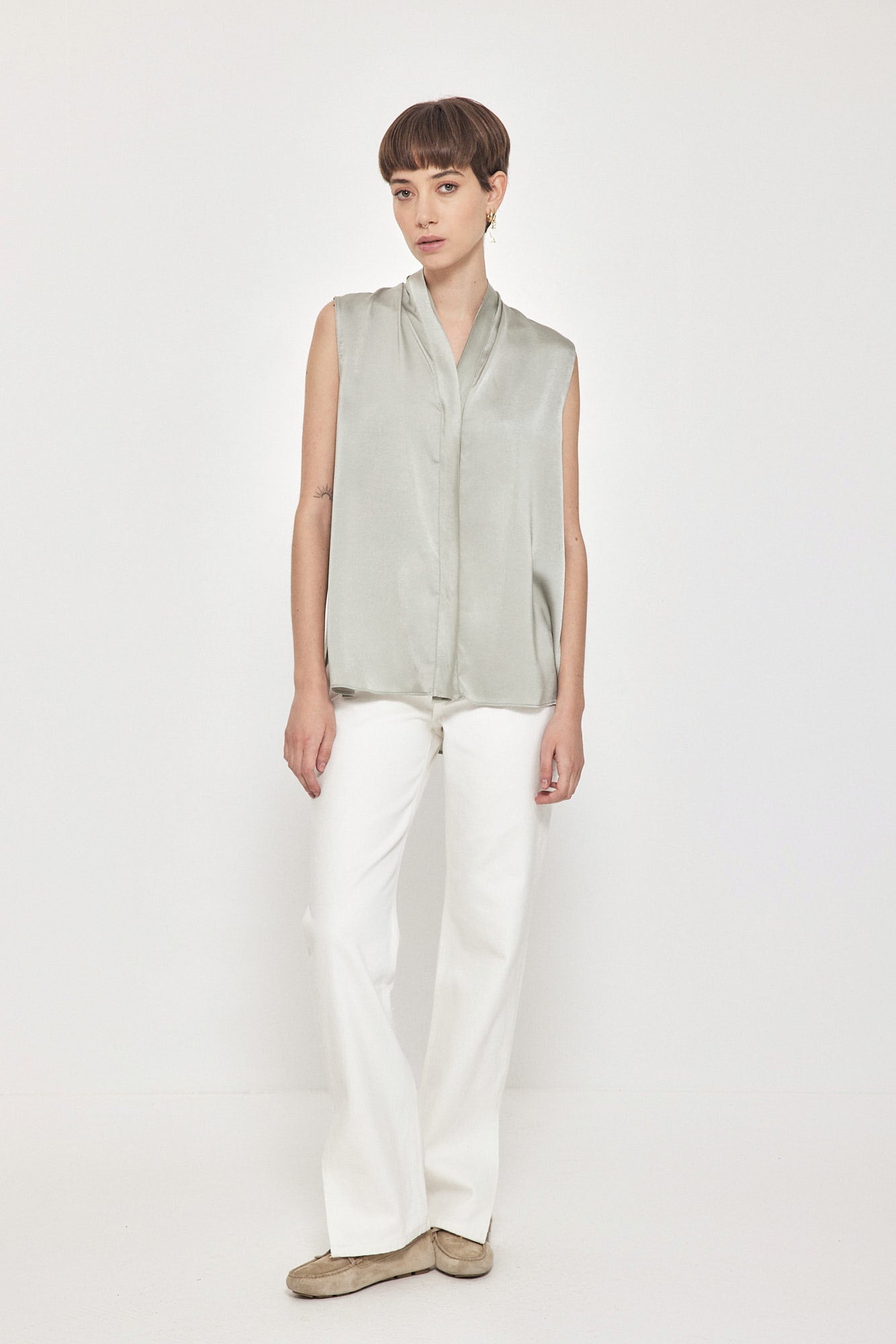 BUTTON TANK TOP MINT