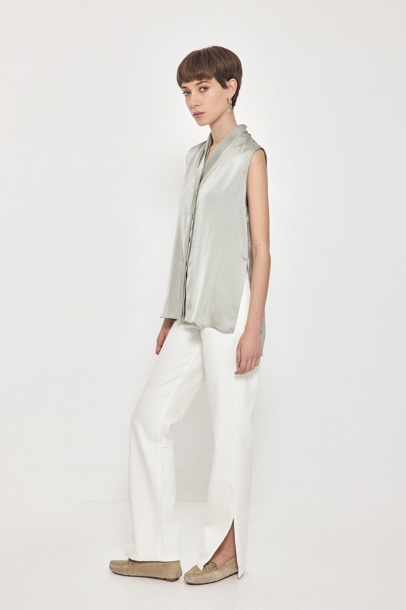 BUTTON TANK TOP MINT