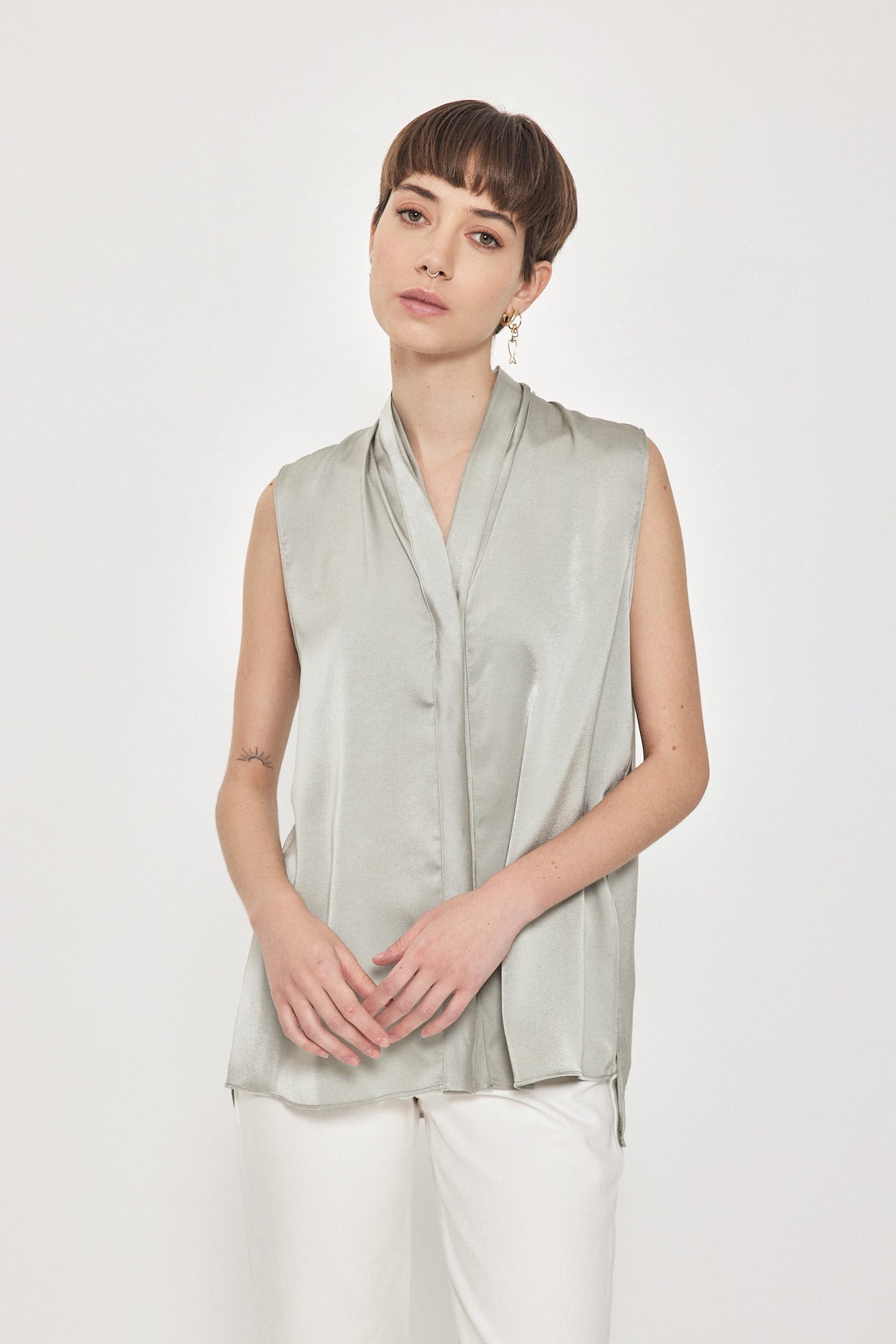 BUTTON TANK TOP MINT