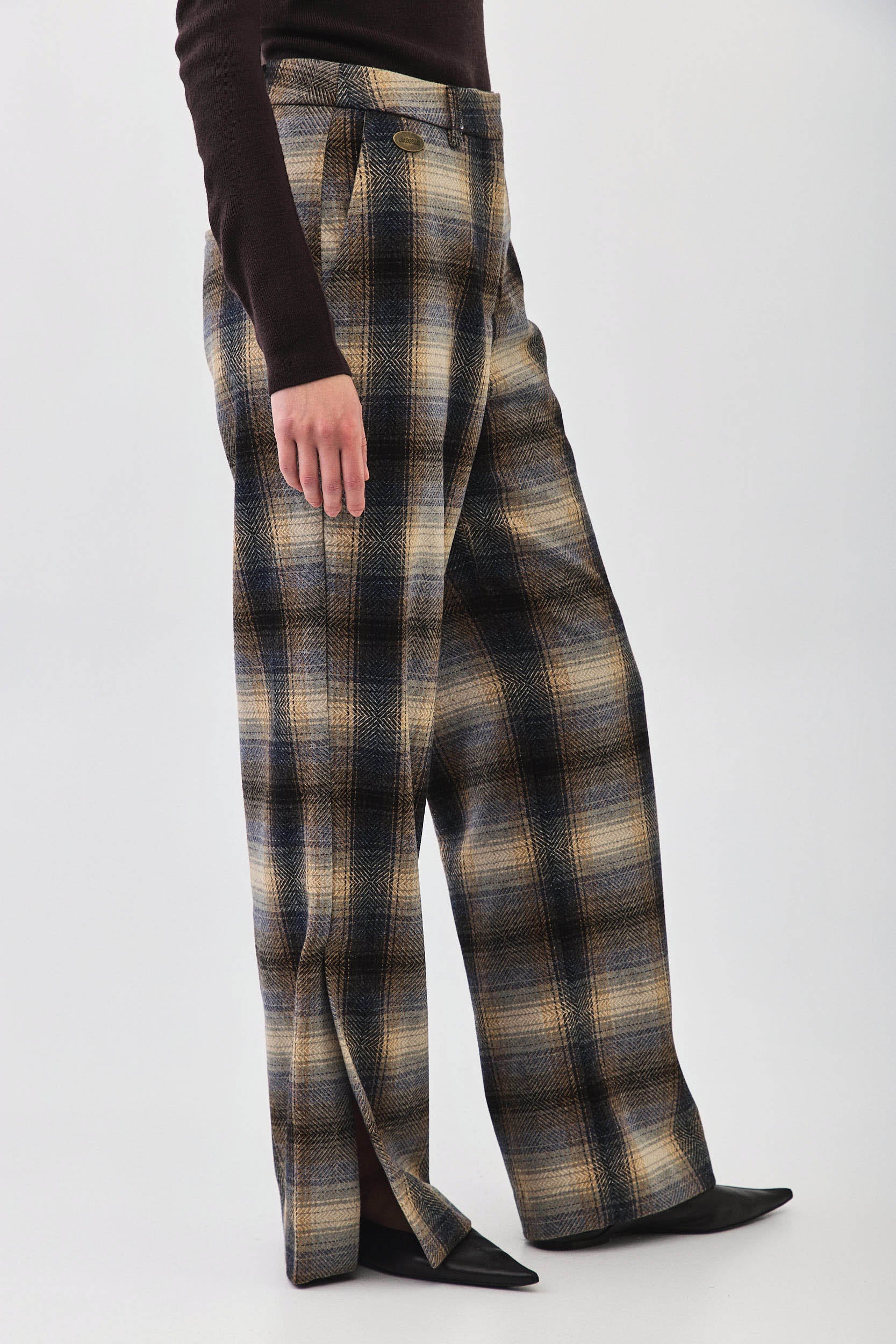 LUSIANA PANTS CHECKED BEIGE