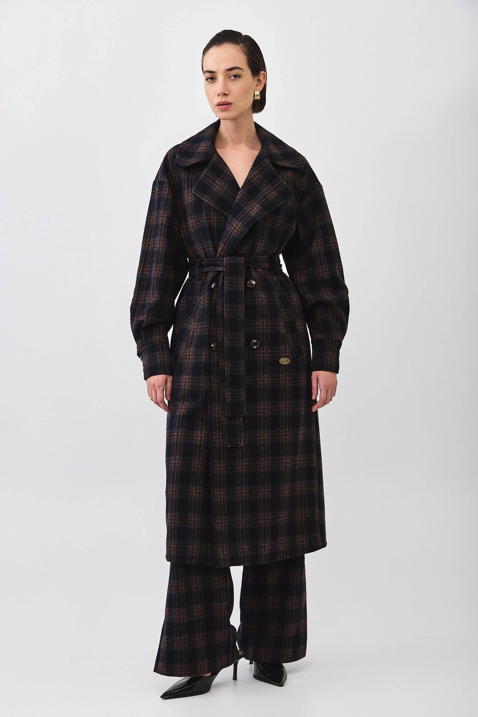 PLAID COAT CHECKED BLUE