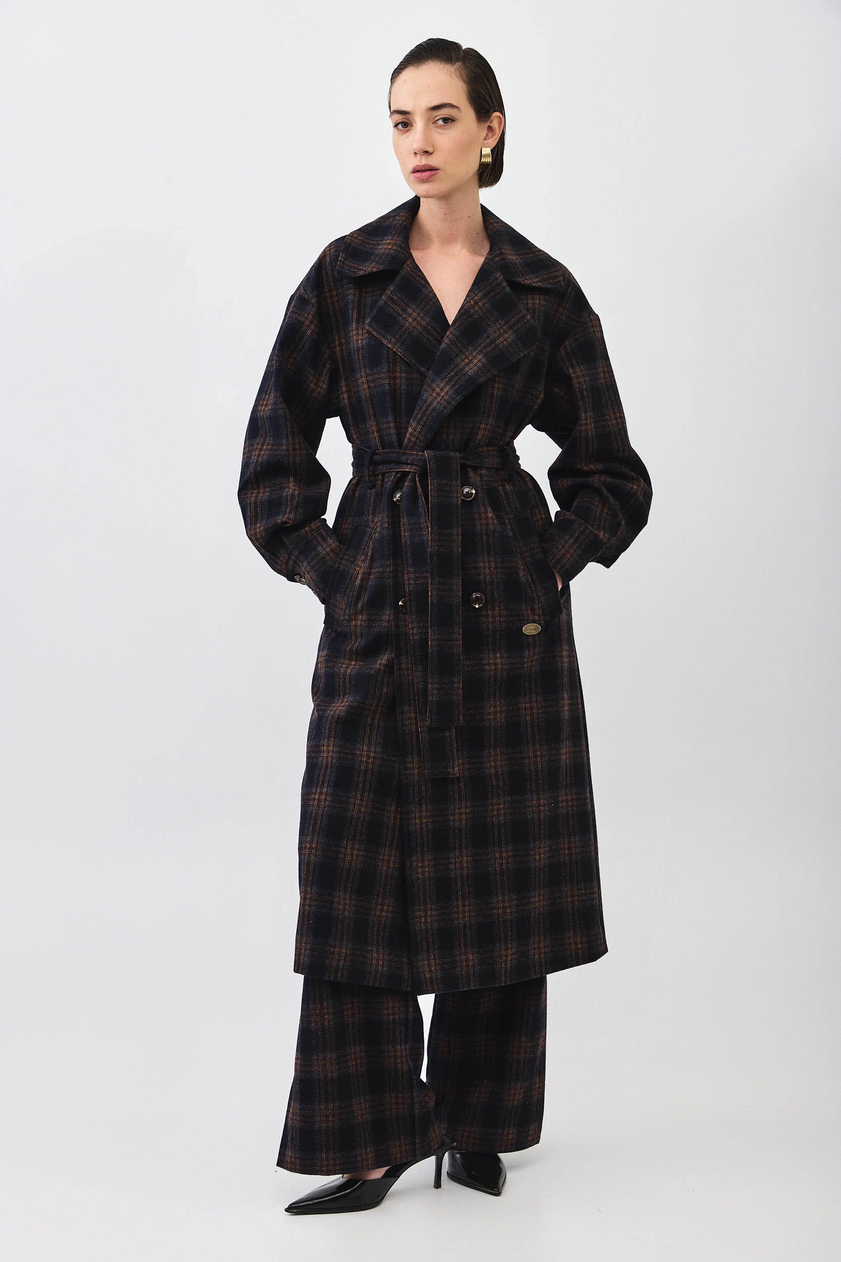 PLAID COAT CHECKED BLUE