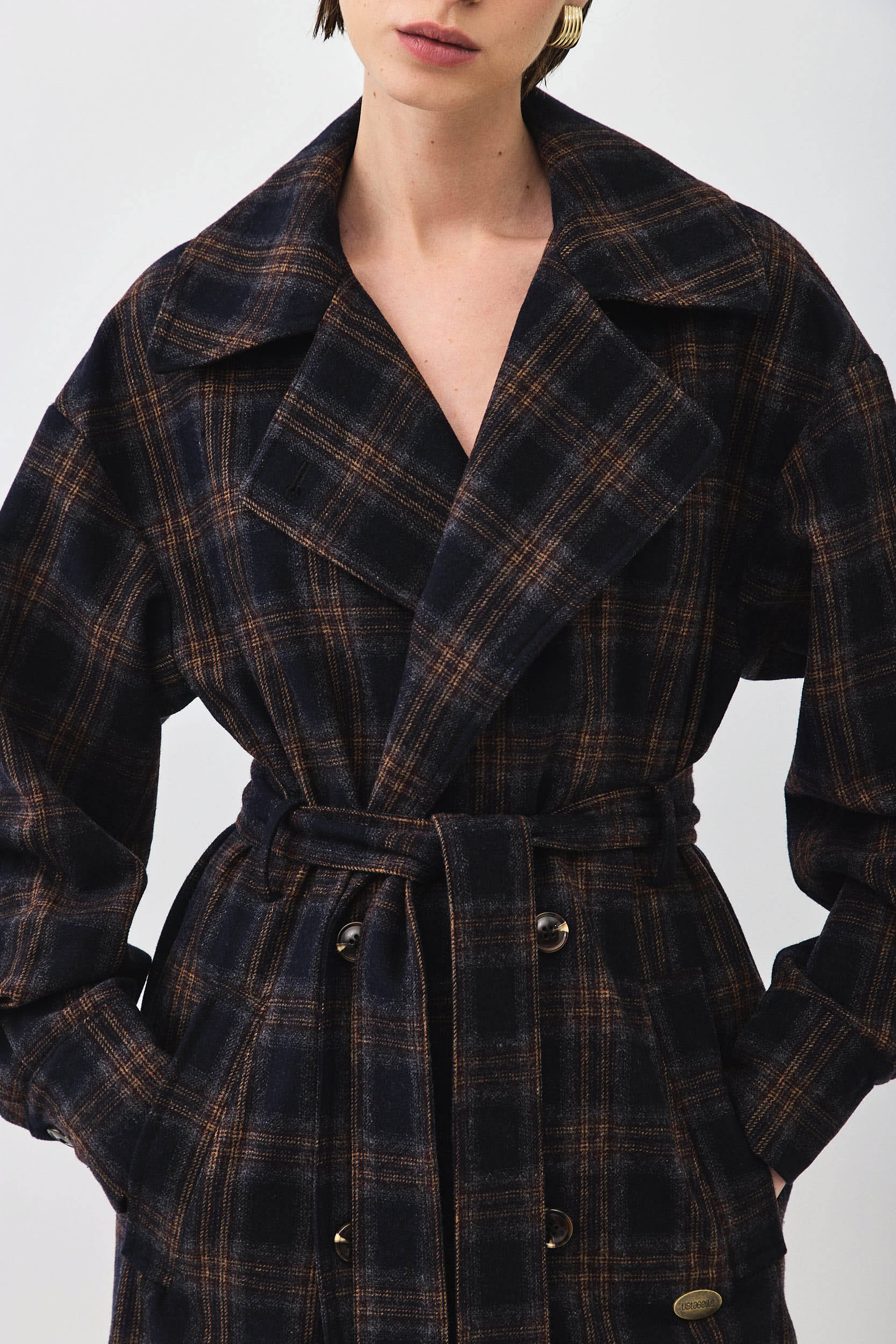 PLAID COAT CHECKED BLUE