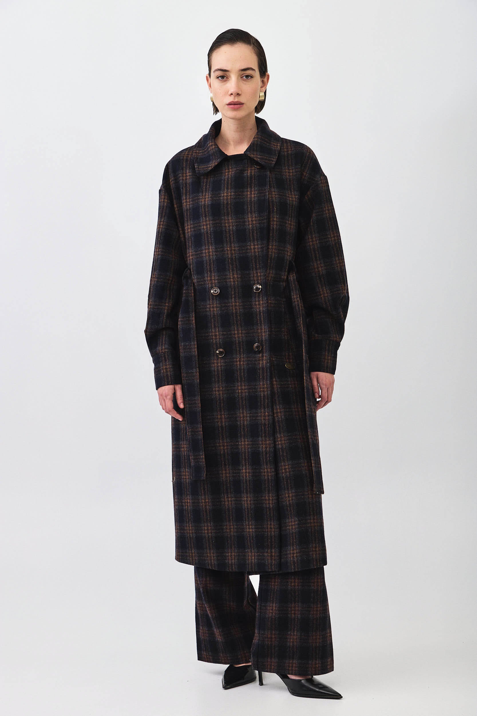 PLAID COAT CHECKED BLUE