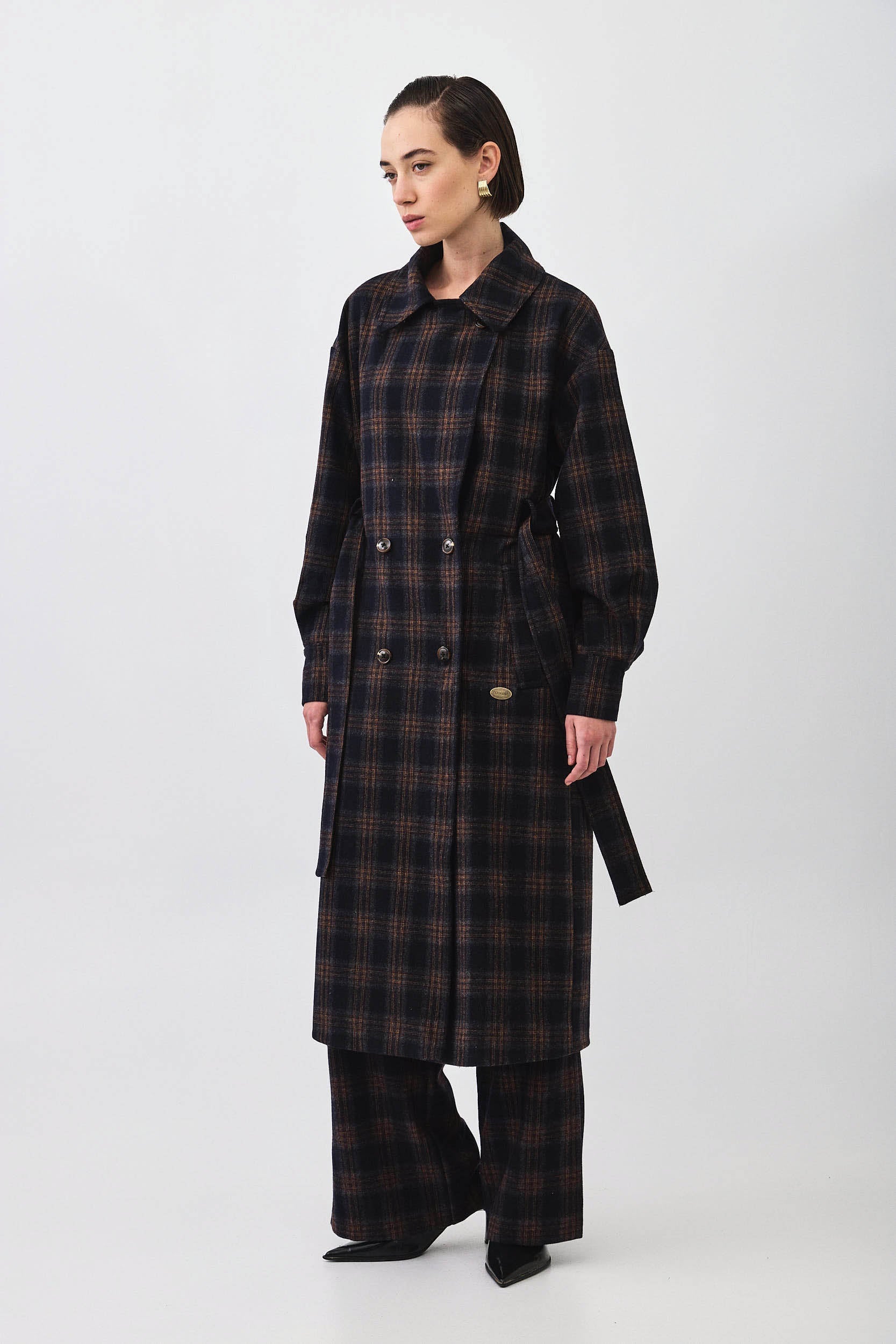 PLAID COAT CHECKED BLUE