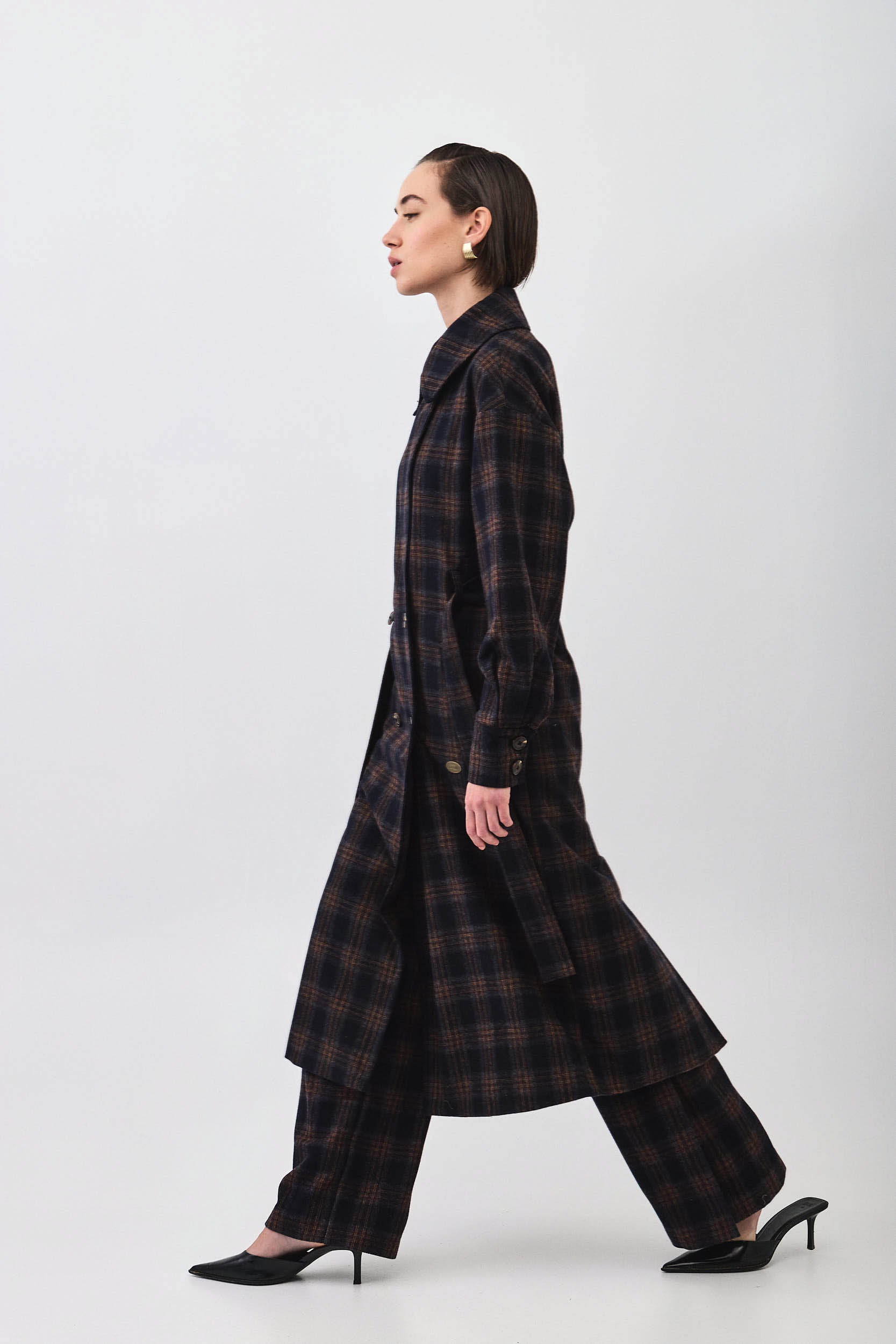 PLAID COAT CHECKED BLUE