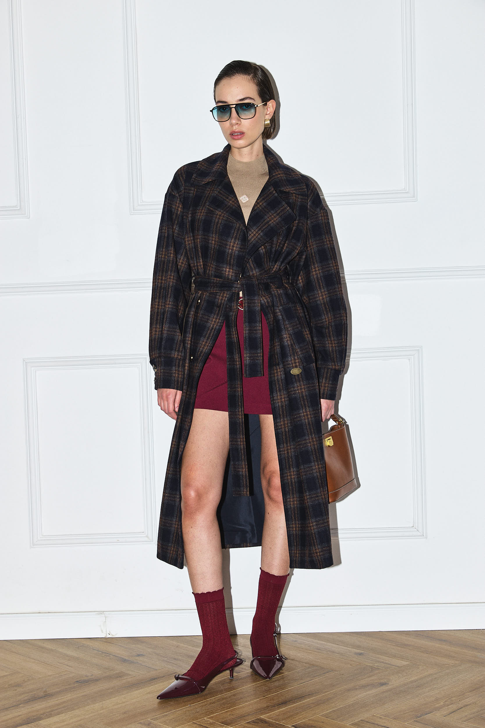 PLAID COAT CHECKED BLUE