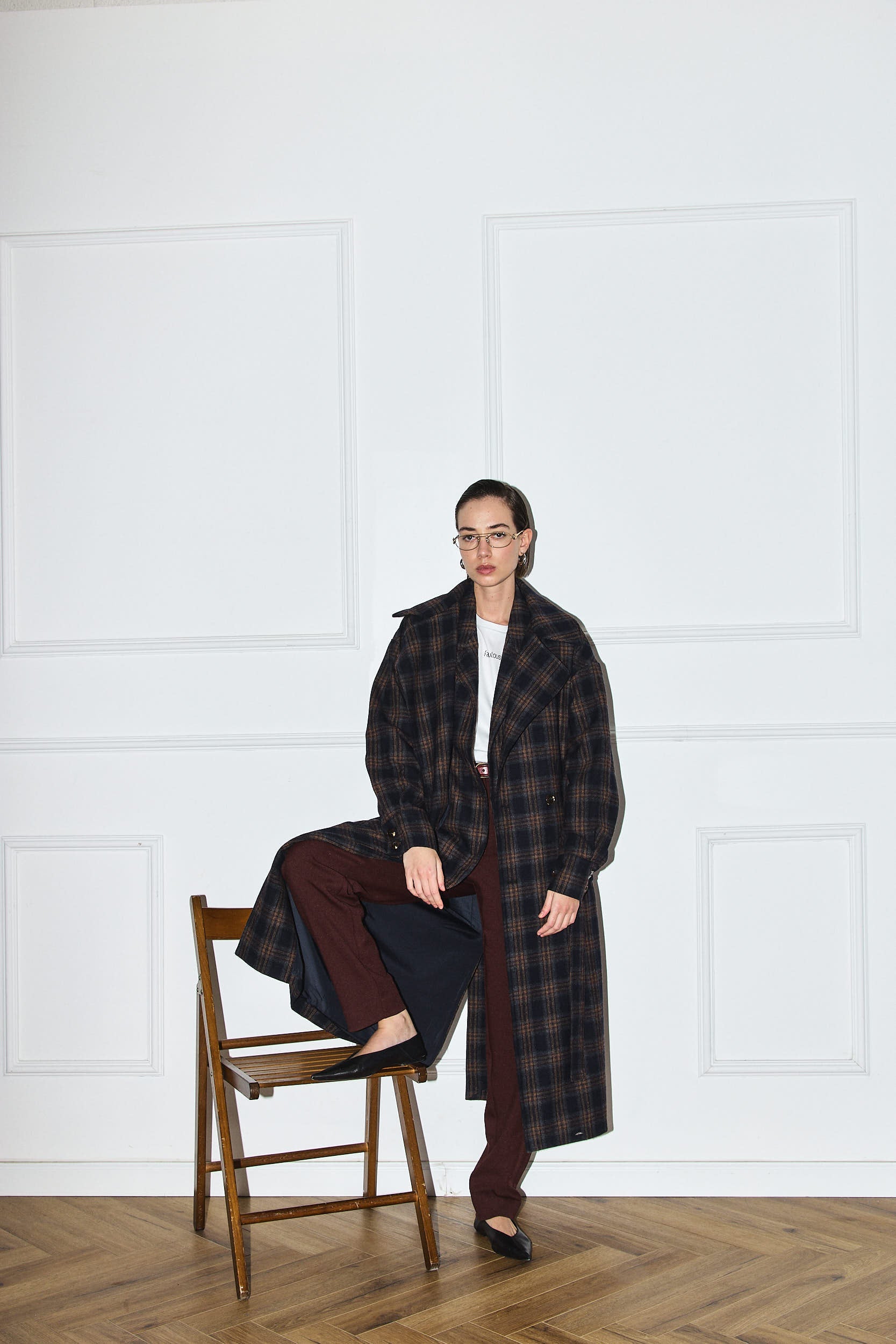 PLAID COAT CHECKED BLUE
