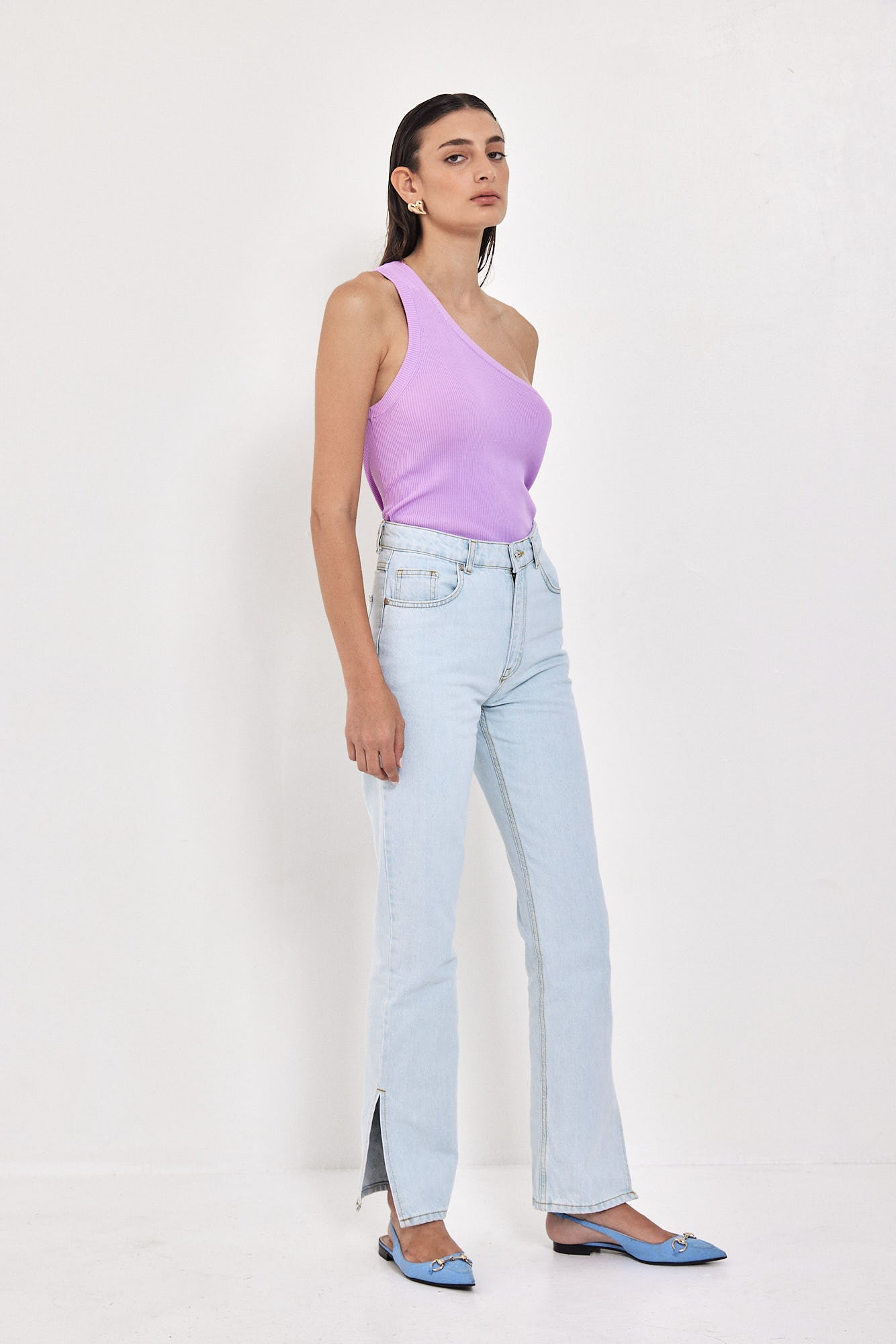 NO 20. HIGH WAIST LEG SLIT LIGHT BLUE