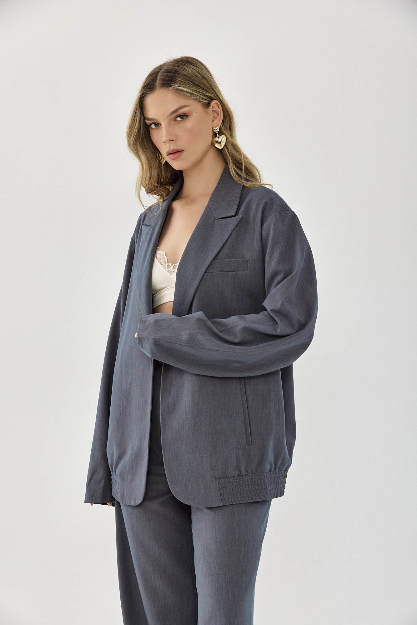 OVERSIZED BOMBER SMOKED BLUE