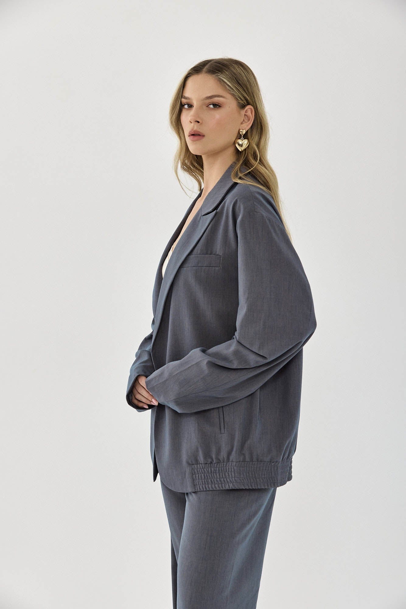 OVERSIZED BOMBER SMOKED BLUE