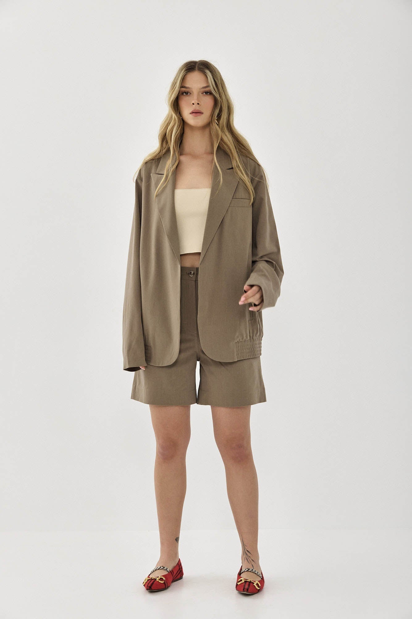 OVERSIZED BOMBER TAUPE GRAY