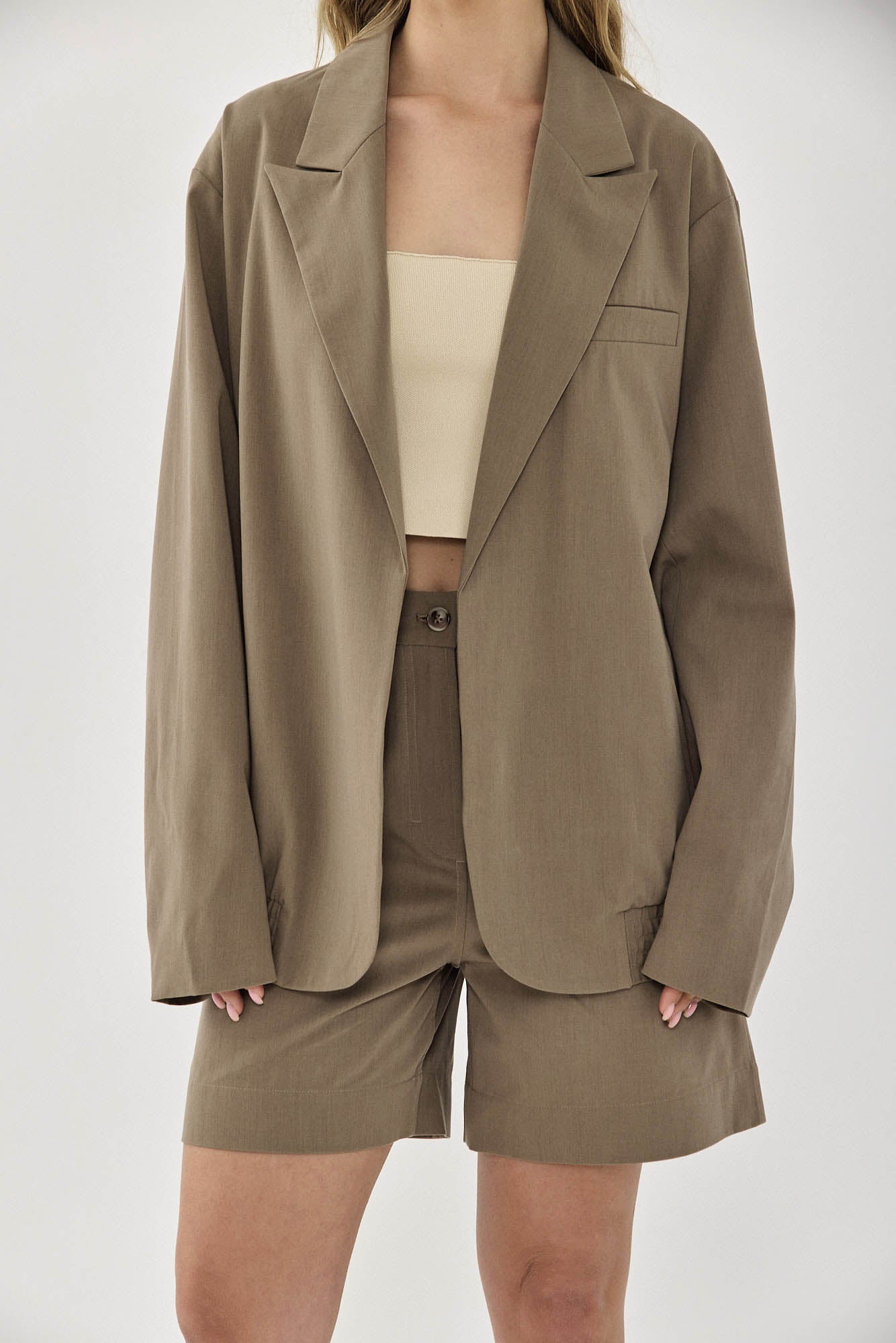 OVERSIZED BOMBER TAUPE GRAY