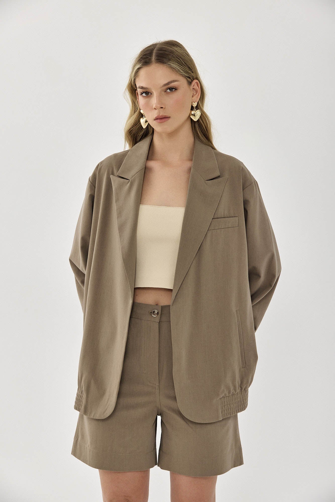 OVERSIZED BOMBER TAUPE GRAY