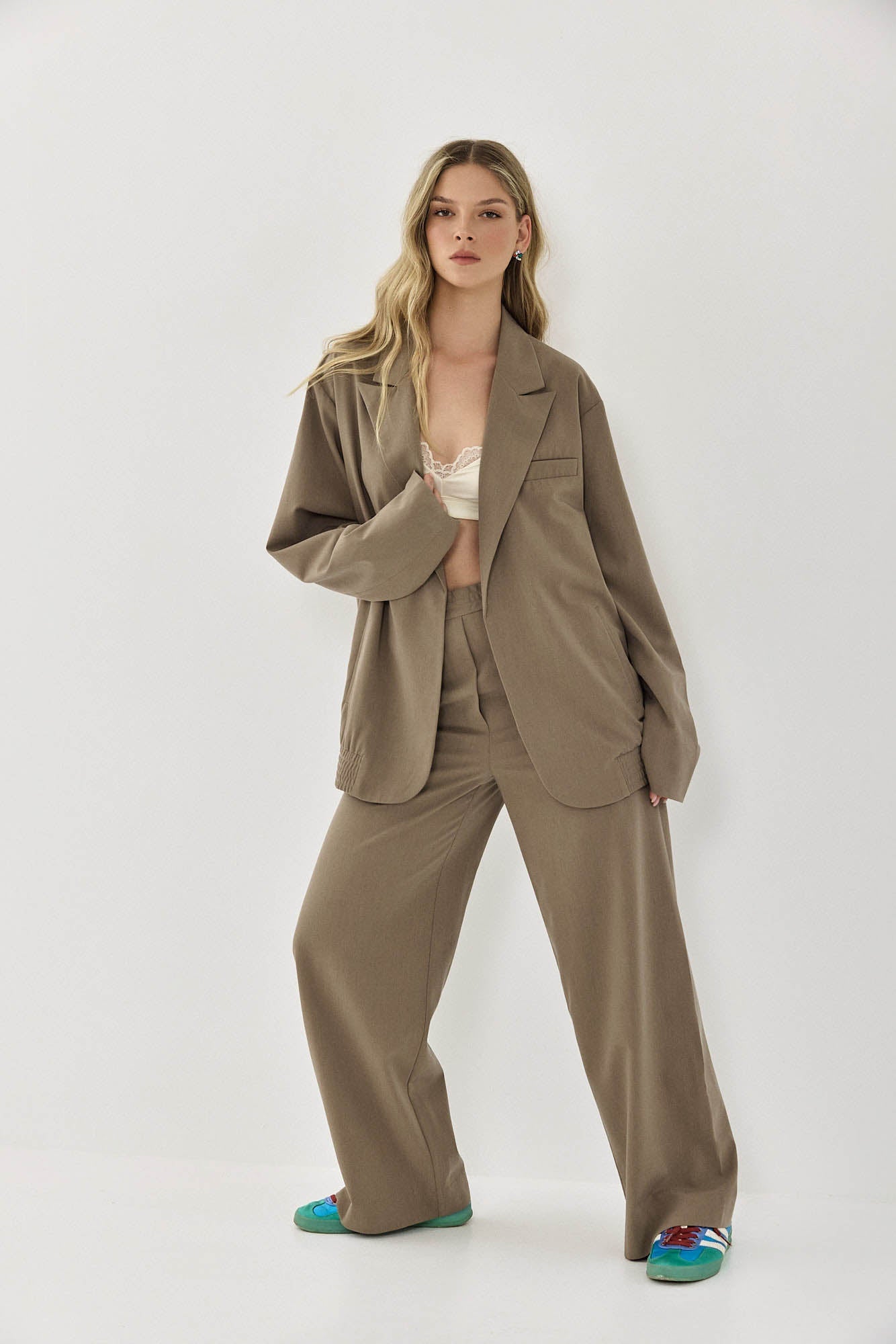 OVERSIZED BOMBER TAUPE GRAY