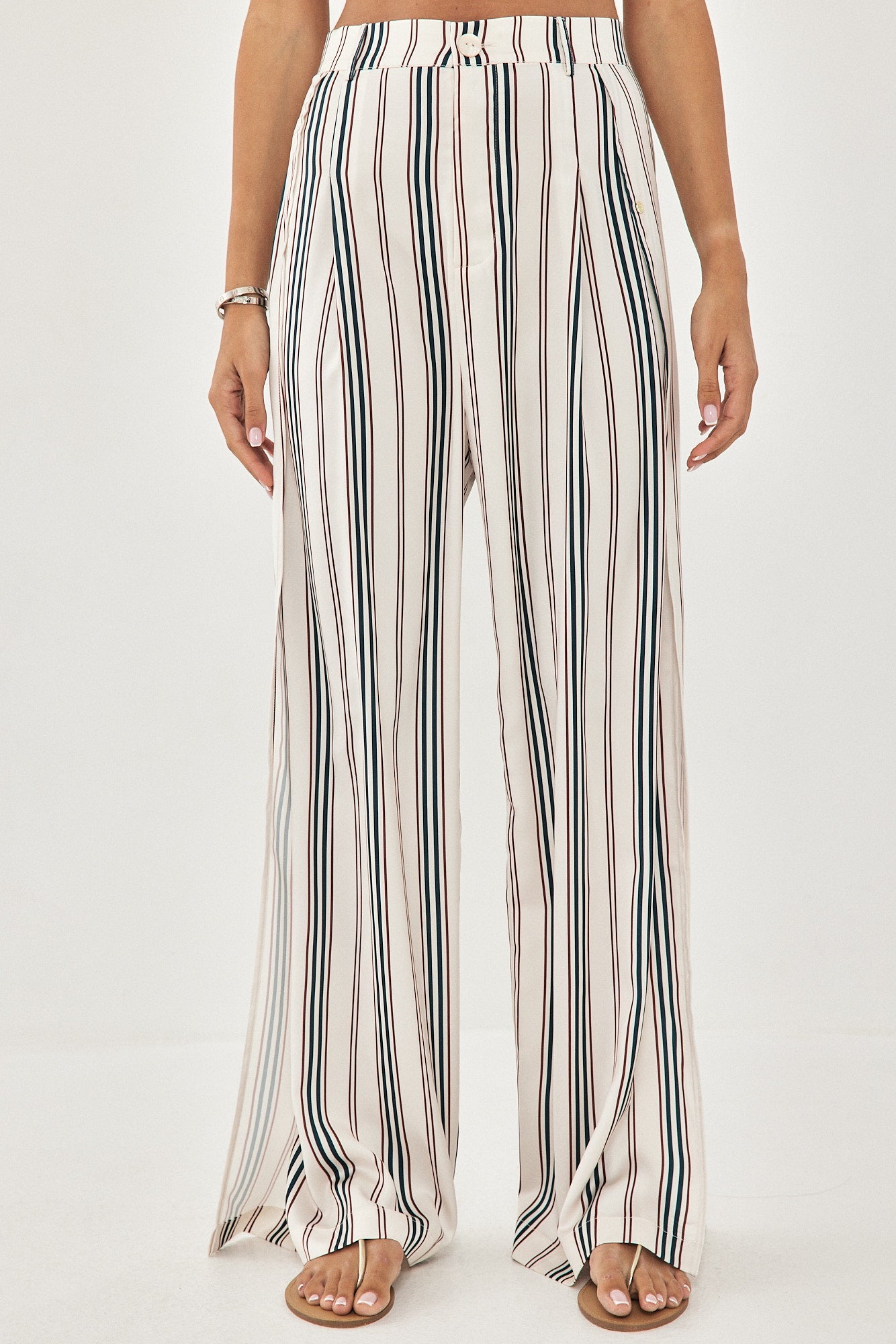 WIDE PANTS SLIT STRIPE