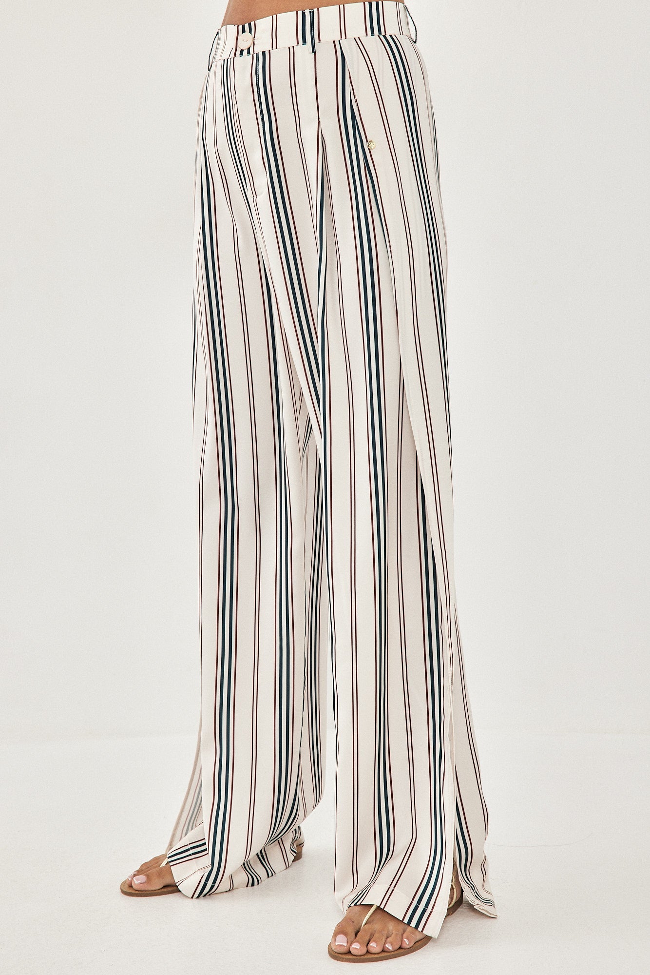 WIDE PANTS SLIT STRIPE