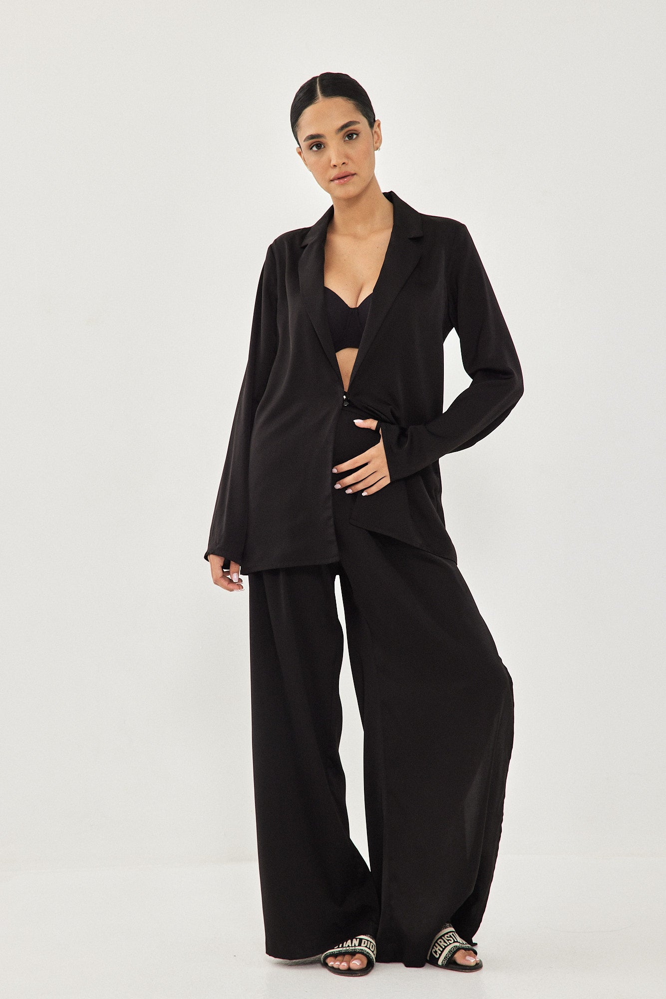 WIDE PANTS SLIT BLACK