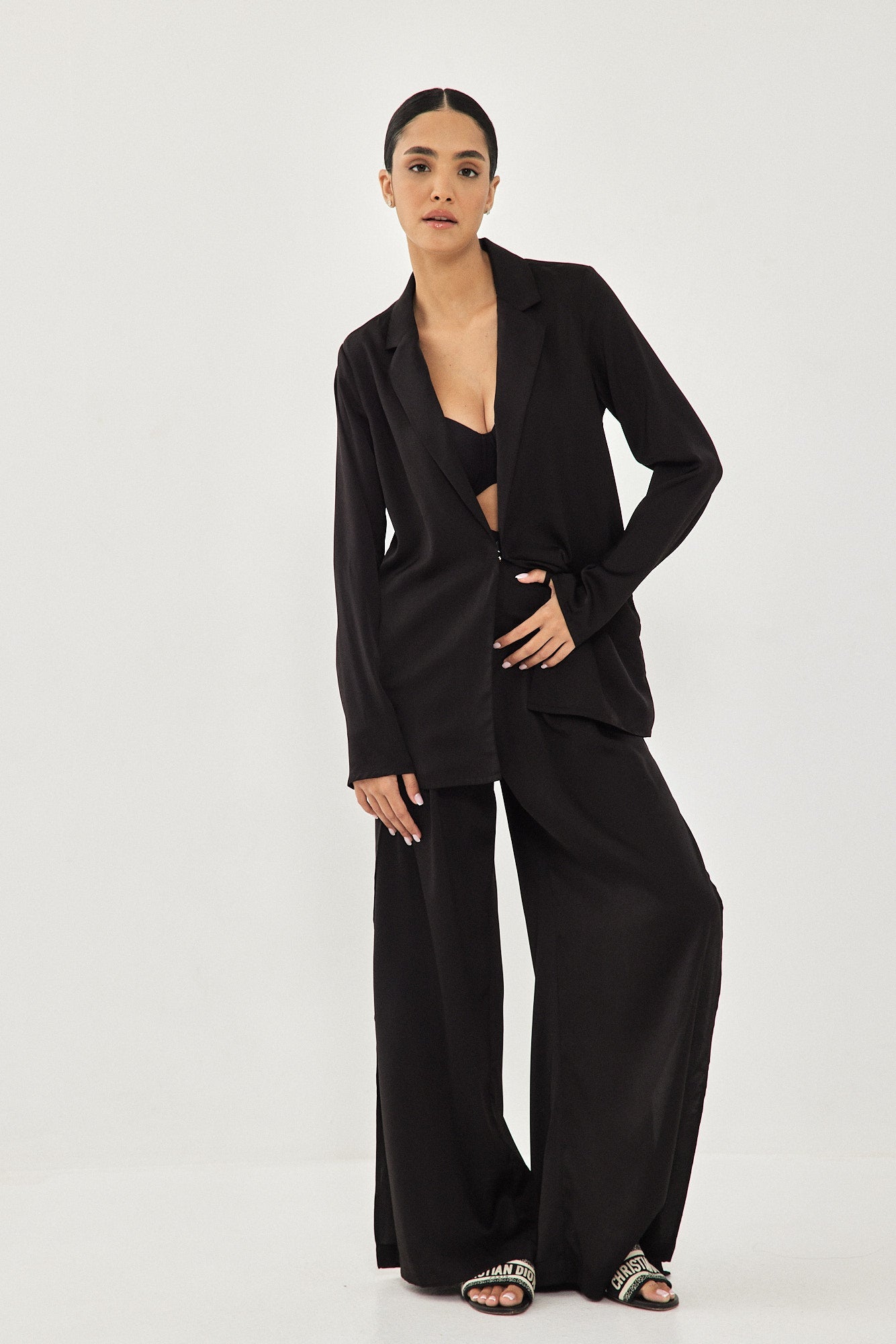 WIDE PANTS SLIT BLACK