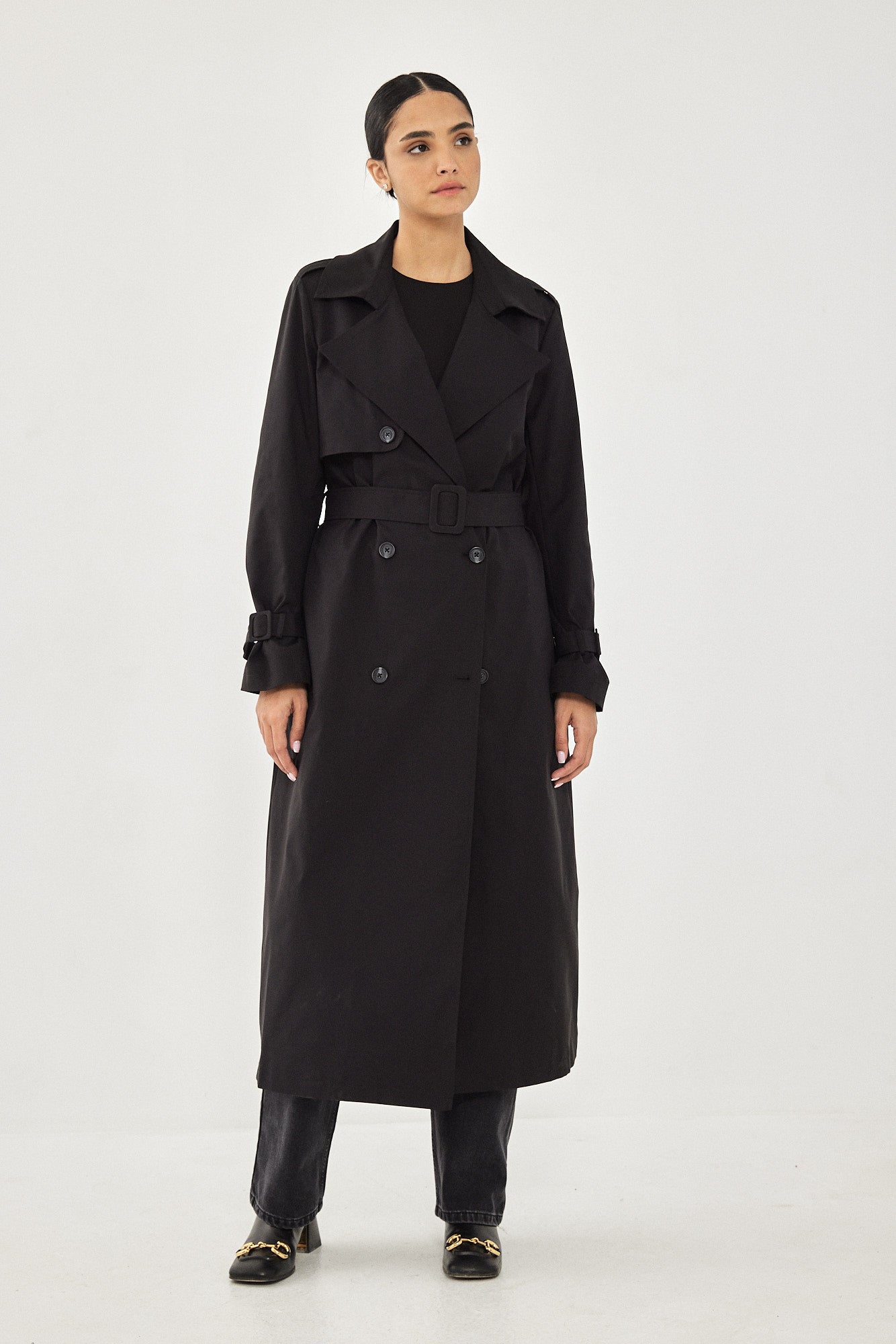 light trench coat black