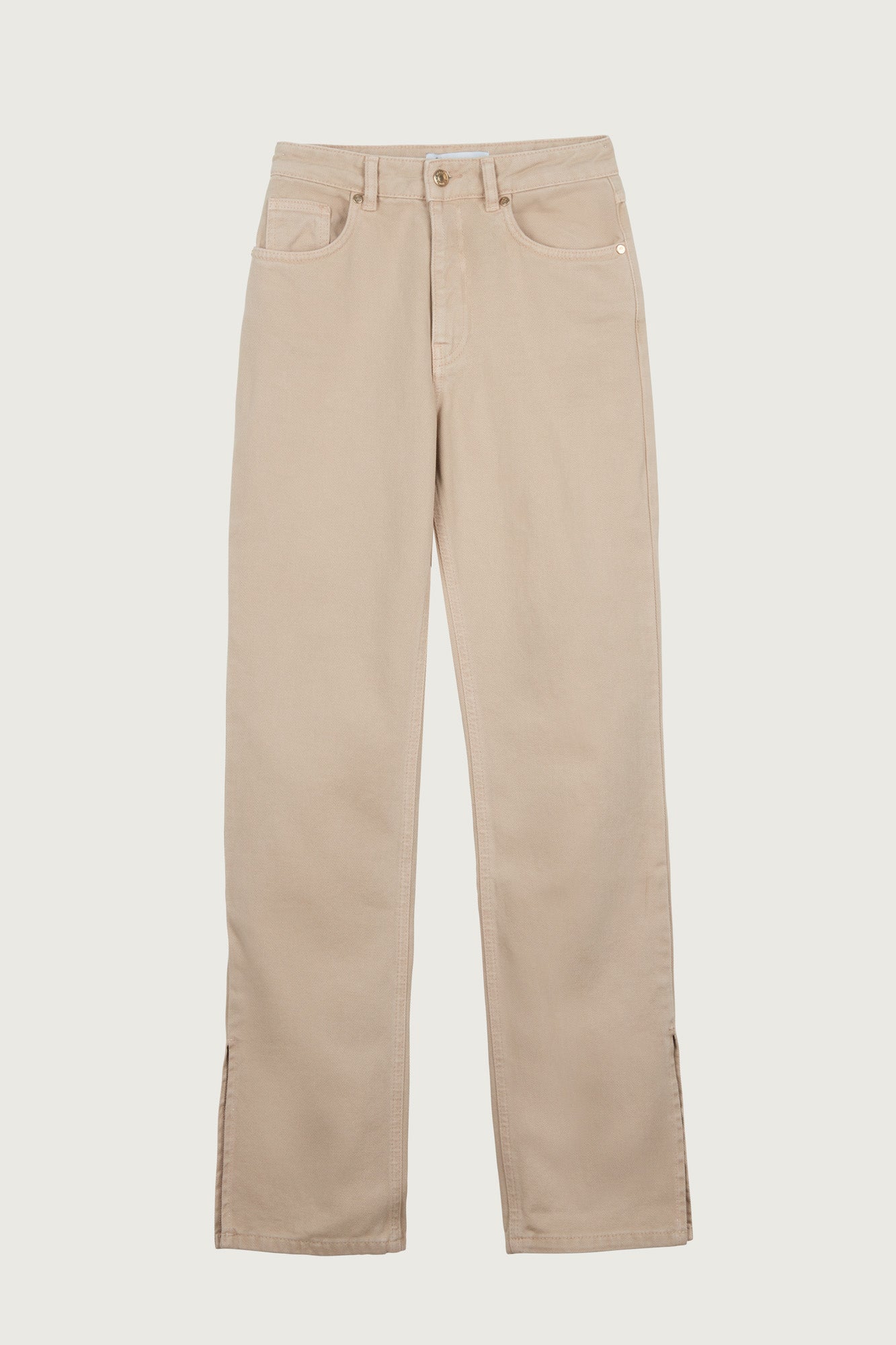 HIGH WAIST LEG SLIT DENIM BEIGE