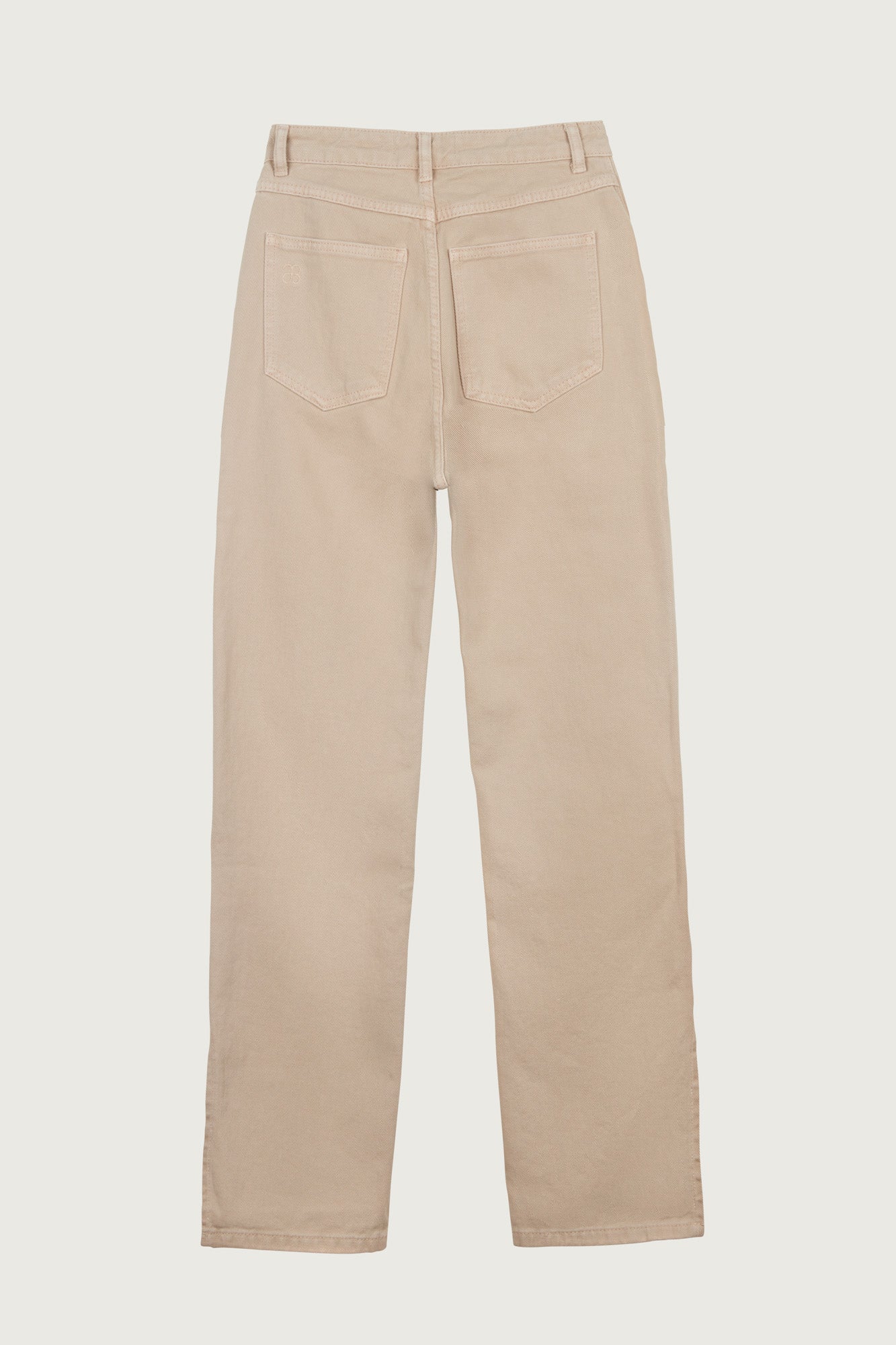 HIGH WAIST LEG SLIT DENIM BEIGE