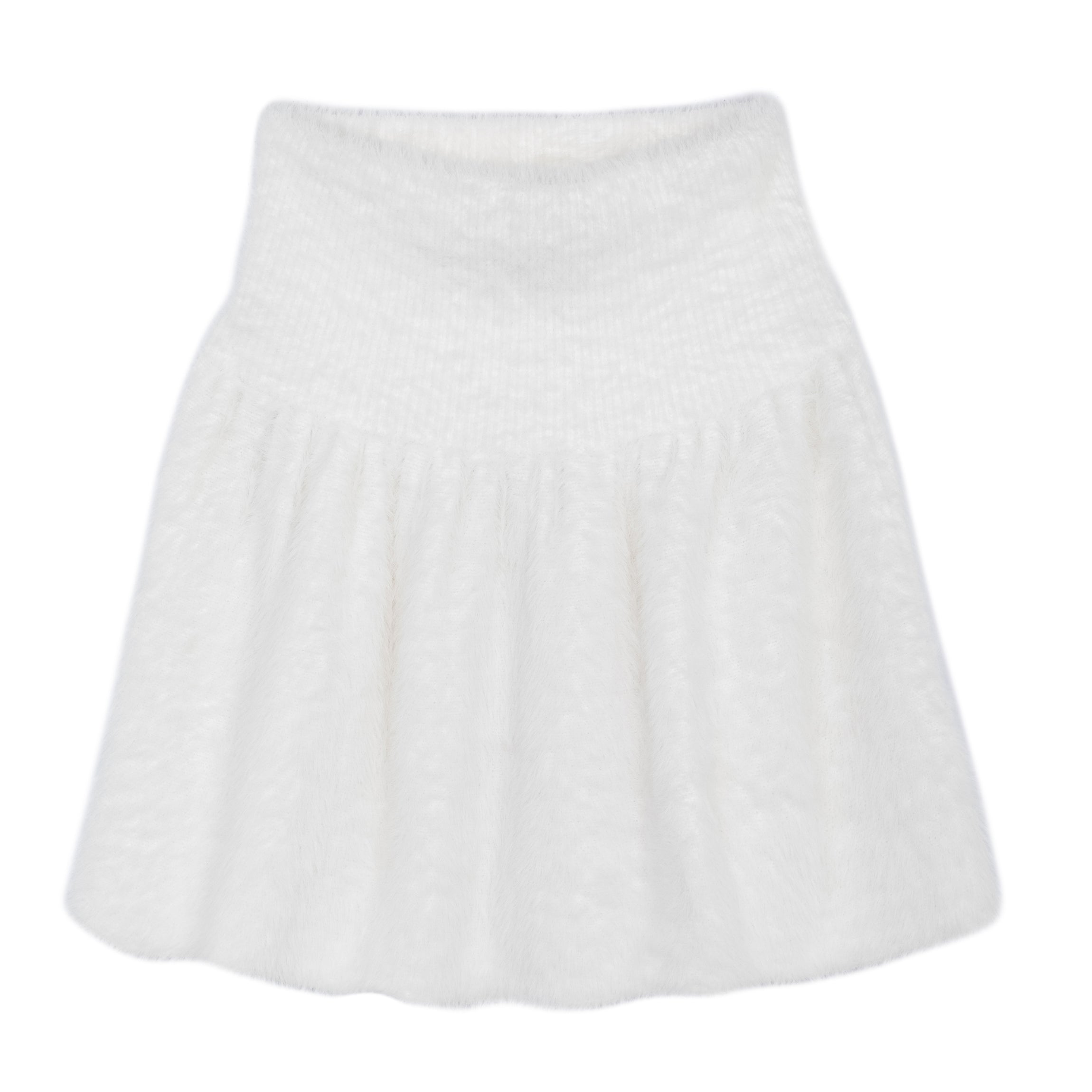 FLUFFY KNIT MINI SKIRT WHITE