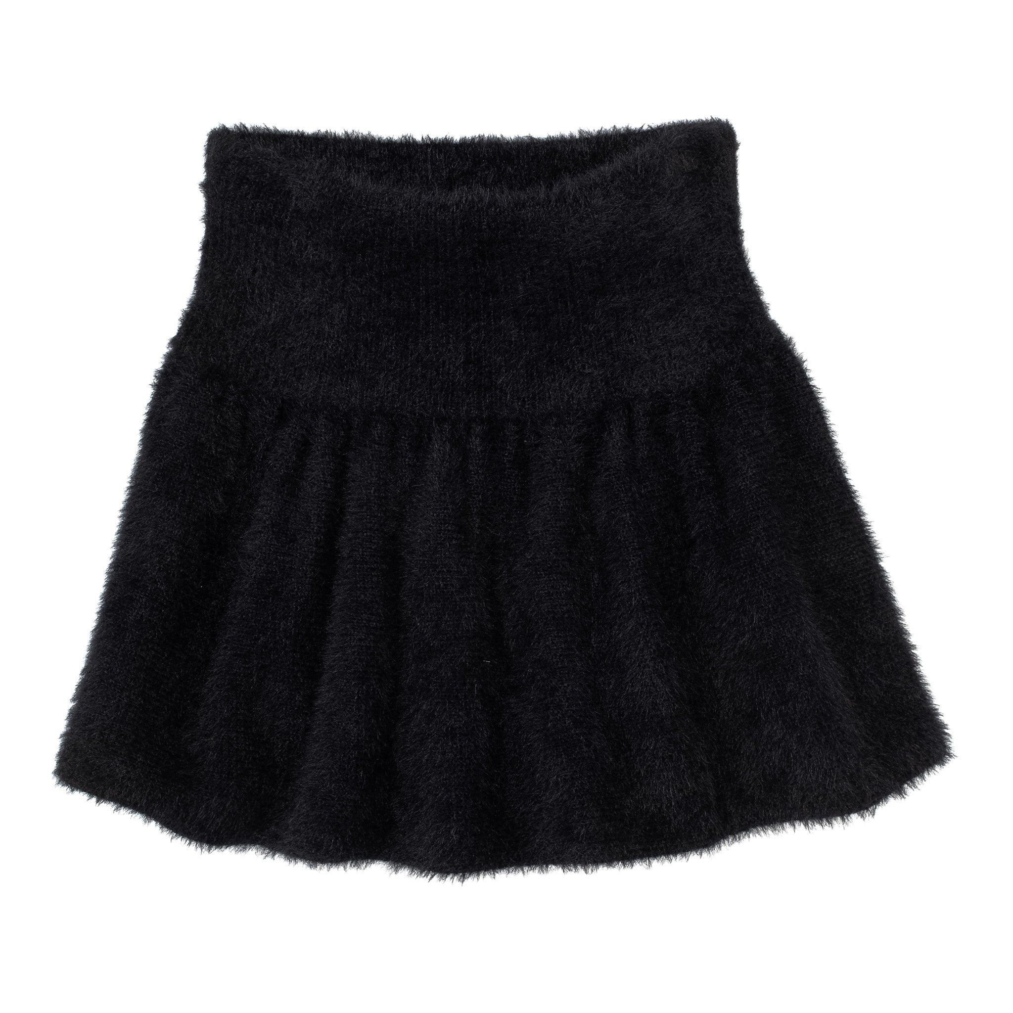 FLUFFY KNIT MINI SKIRT BLACK