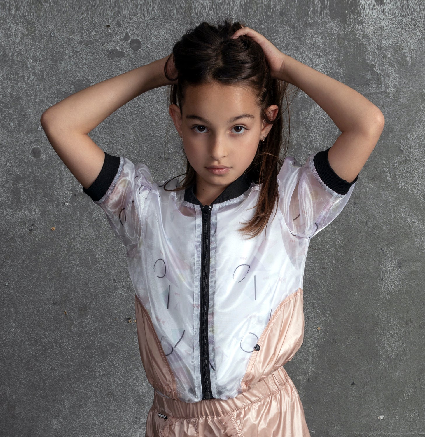 ORGANZA PRINTED JACKET PEACH