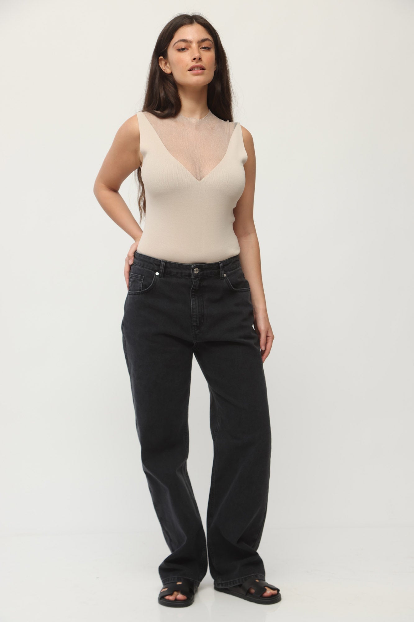 HIGH WAIST FULL LENGTH DENIM BLACK