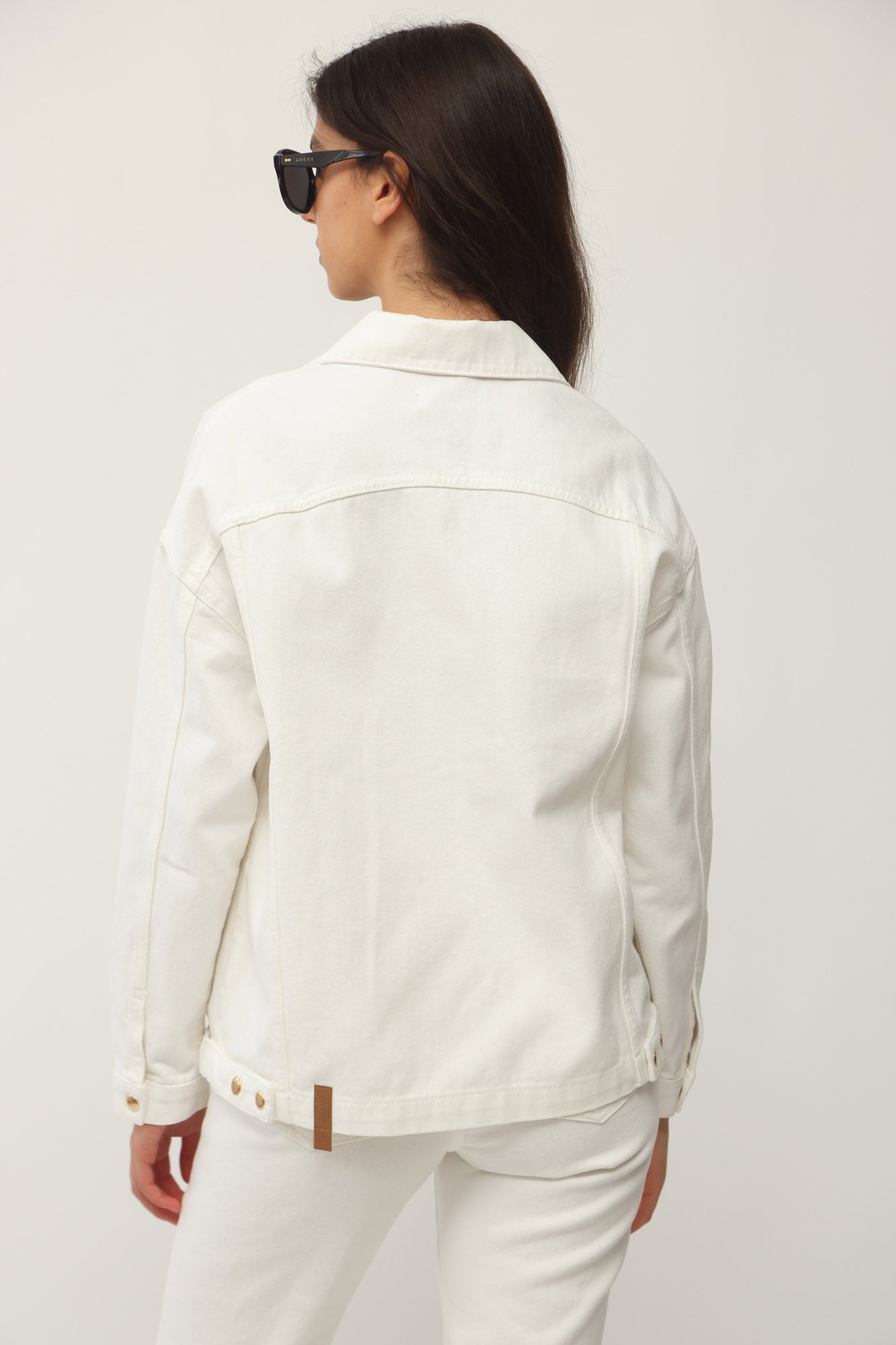 DENIM JACKET HIDDEN SNAPS WHITE