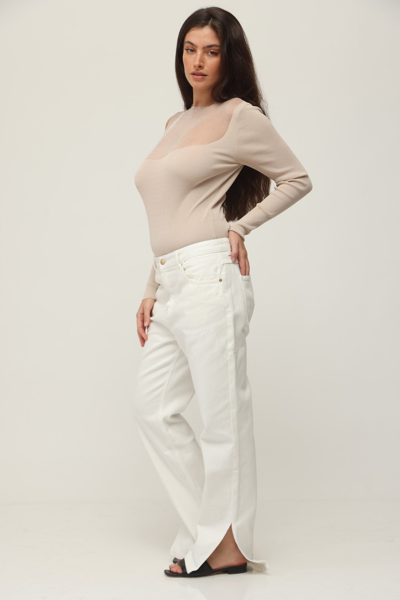 ONE SHOULDER BODYSUIT CHAMPAGNE