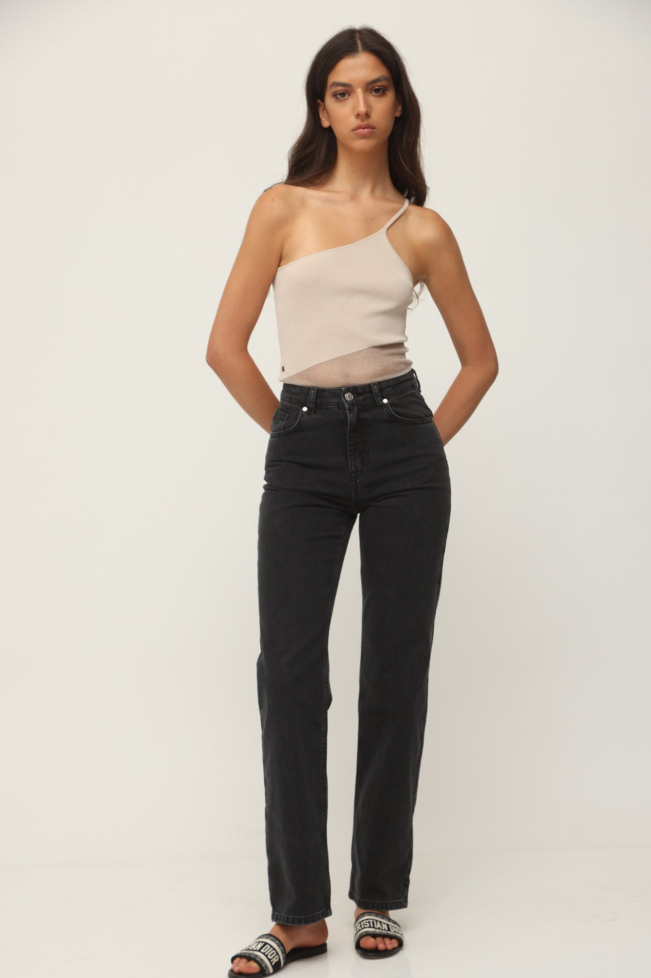 ONE STRAP BODYSUIT CHAMPAGNE