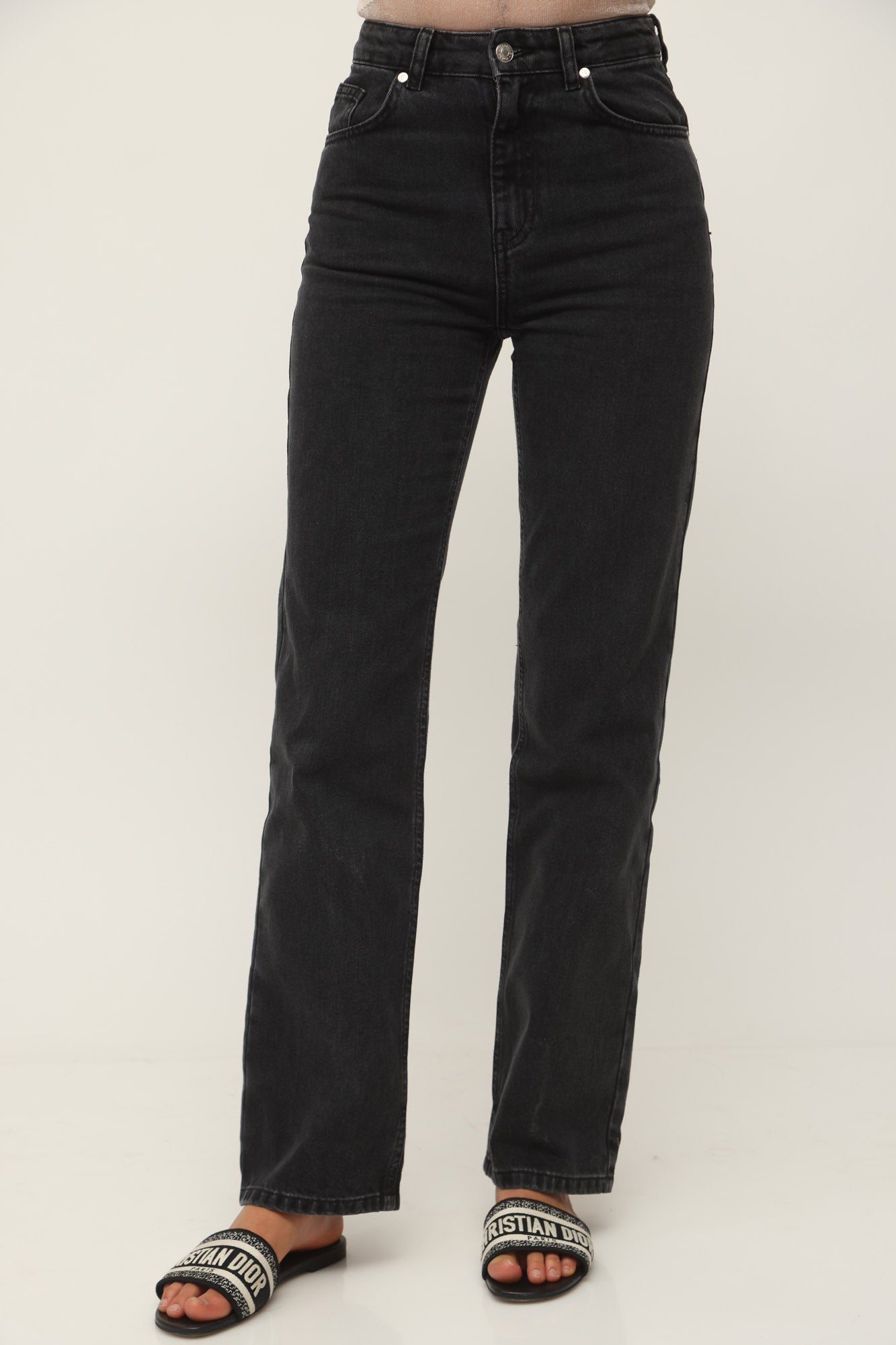 HIGH WAIST FULL LENGTH DENIM BLACK