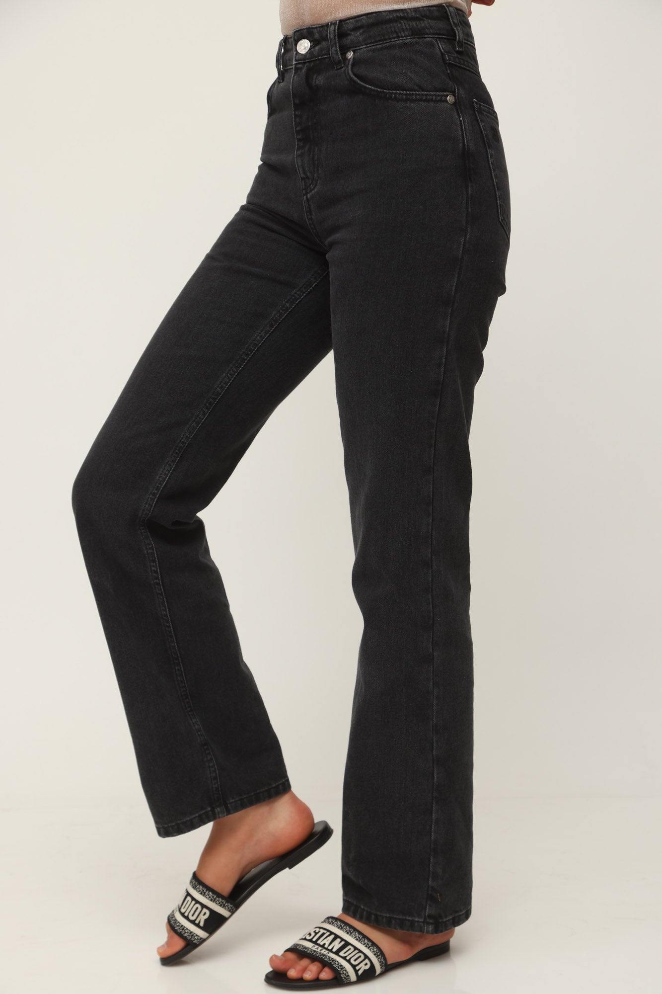 HIGH WAIST FULL LENGTH DENIM BLACK