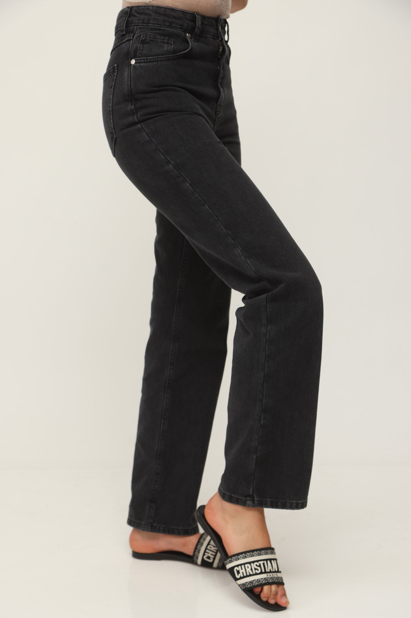 HIGH WAIST FULL LENGTH DENIM BLACK