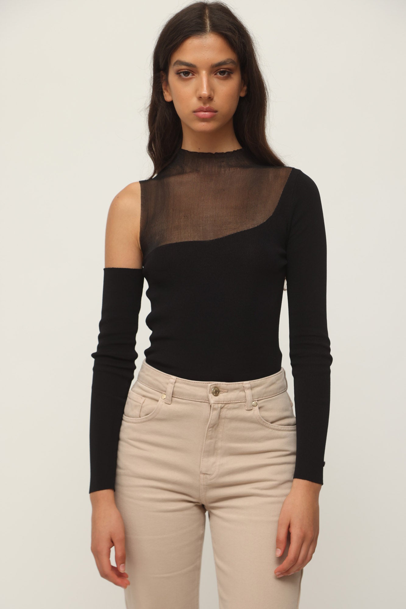 ONE SHOULDER BODYSUIT BLACK