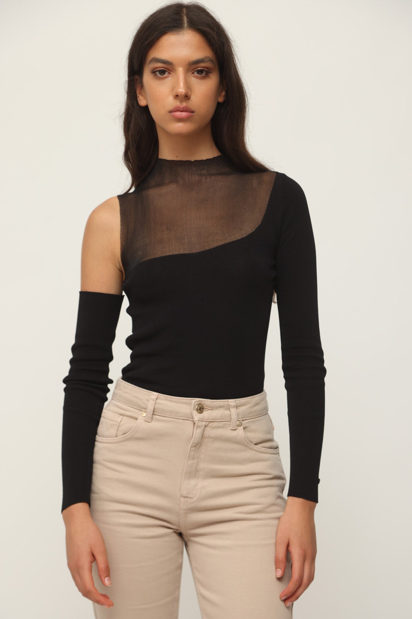 ONE SHOULDER BODYSUIT BLACK
