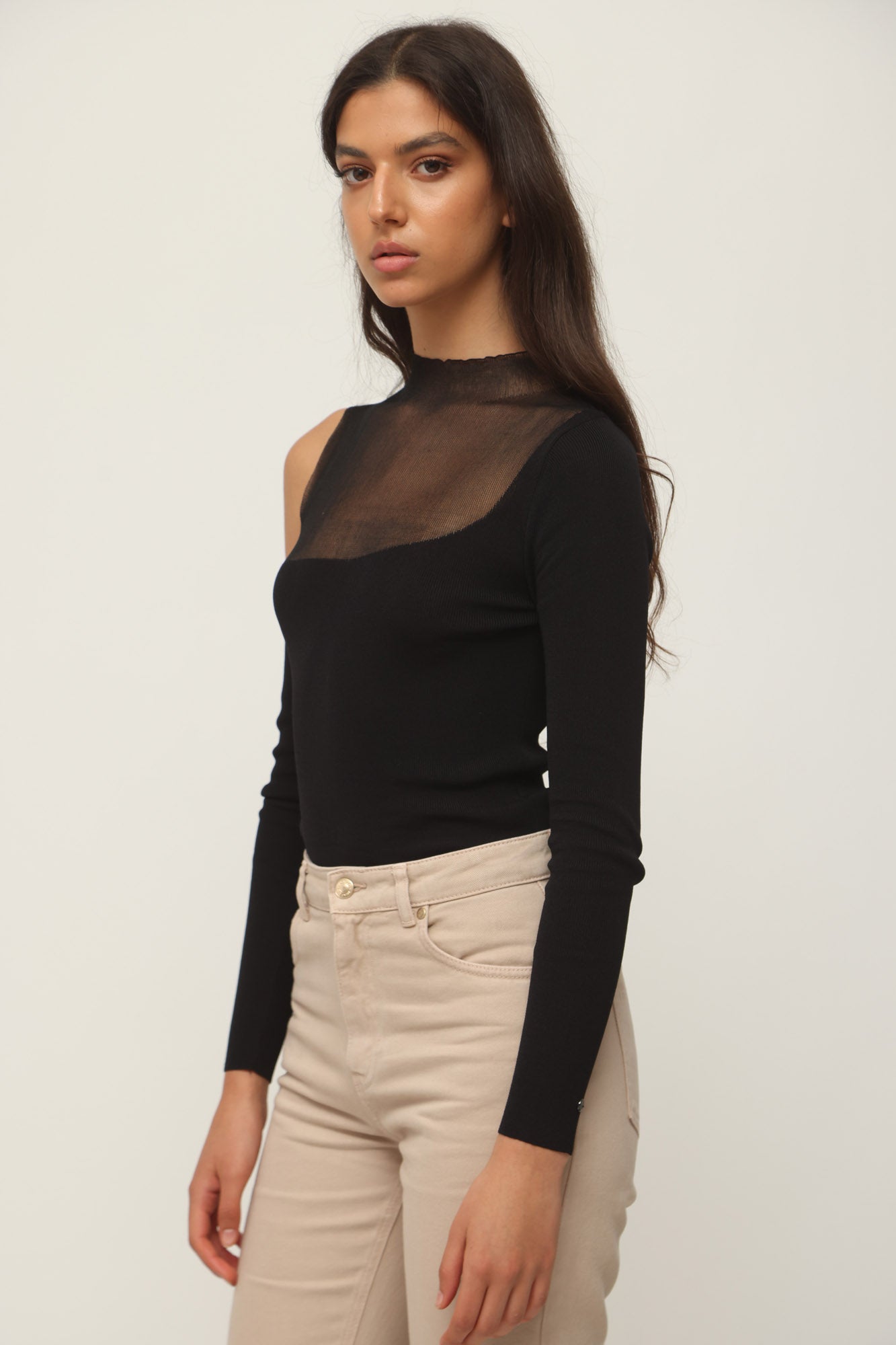 ONE SHOULDER BODYSUIT BLACK
