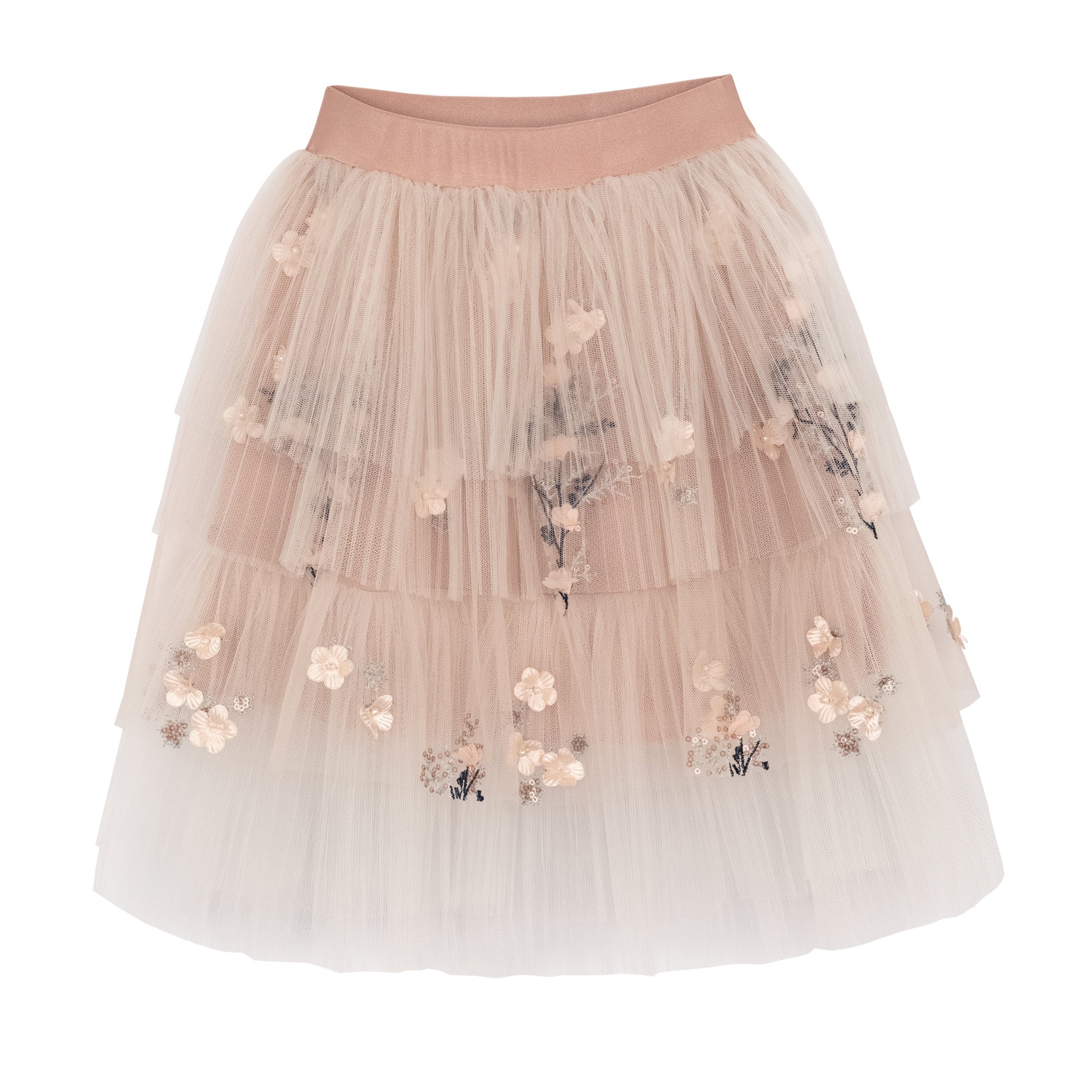 TULLE SKIRT FLOWER EMBROIDERY