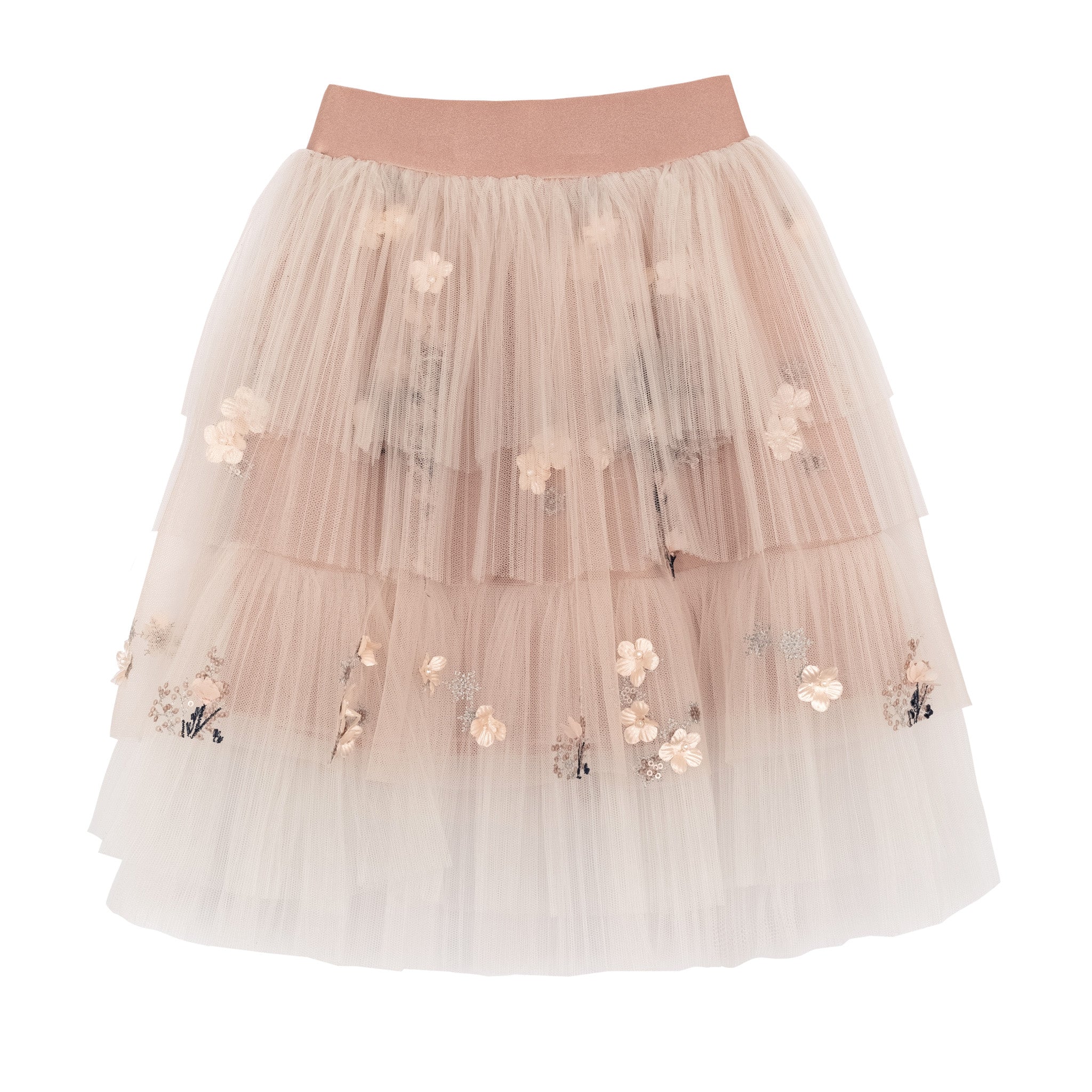 TULLE SKIRT FLOWER EMBROIDERY
