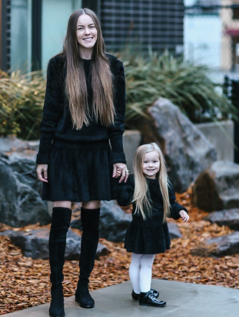 FLUFFY KNIT MINI SKIRT BLACK