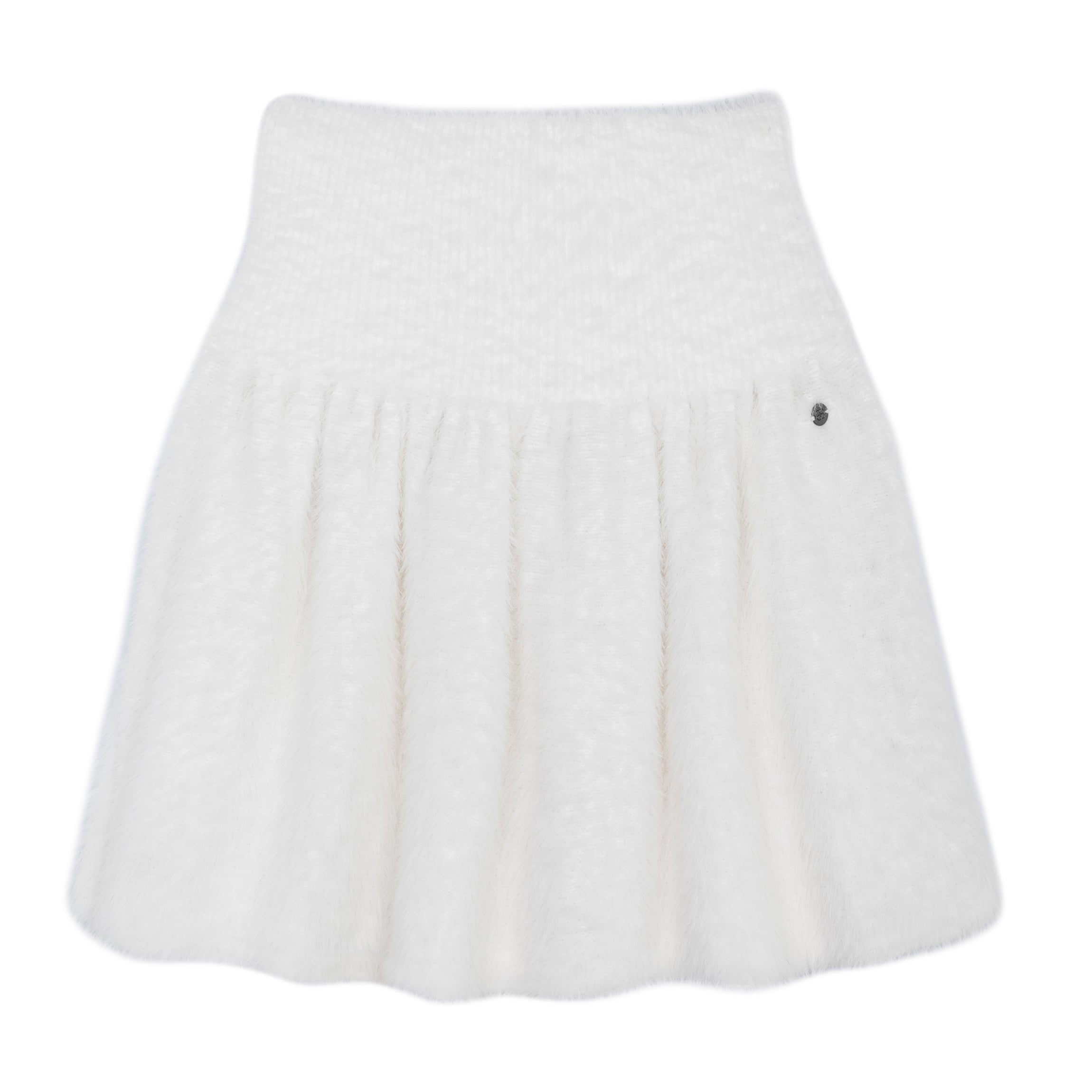 FLUFFY KNIT MINI SKIRT WHITE
