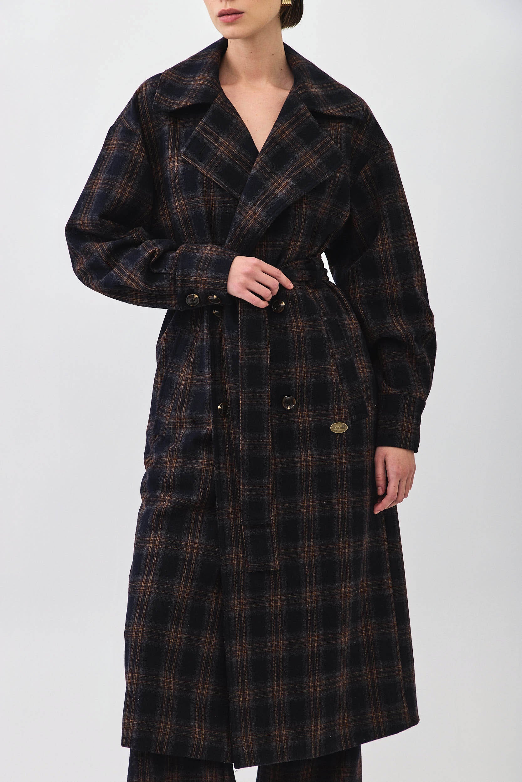 PLAID COAT CHECKED BLUE