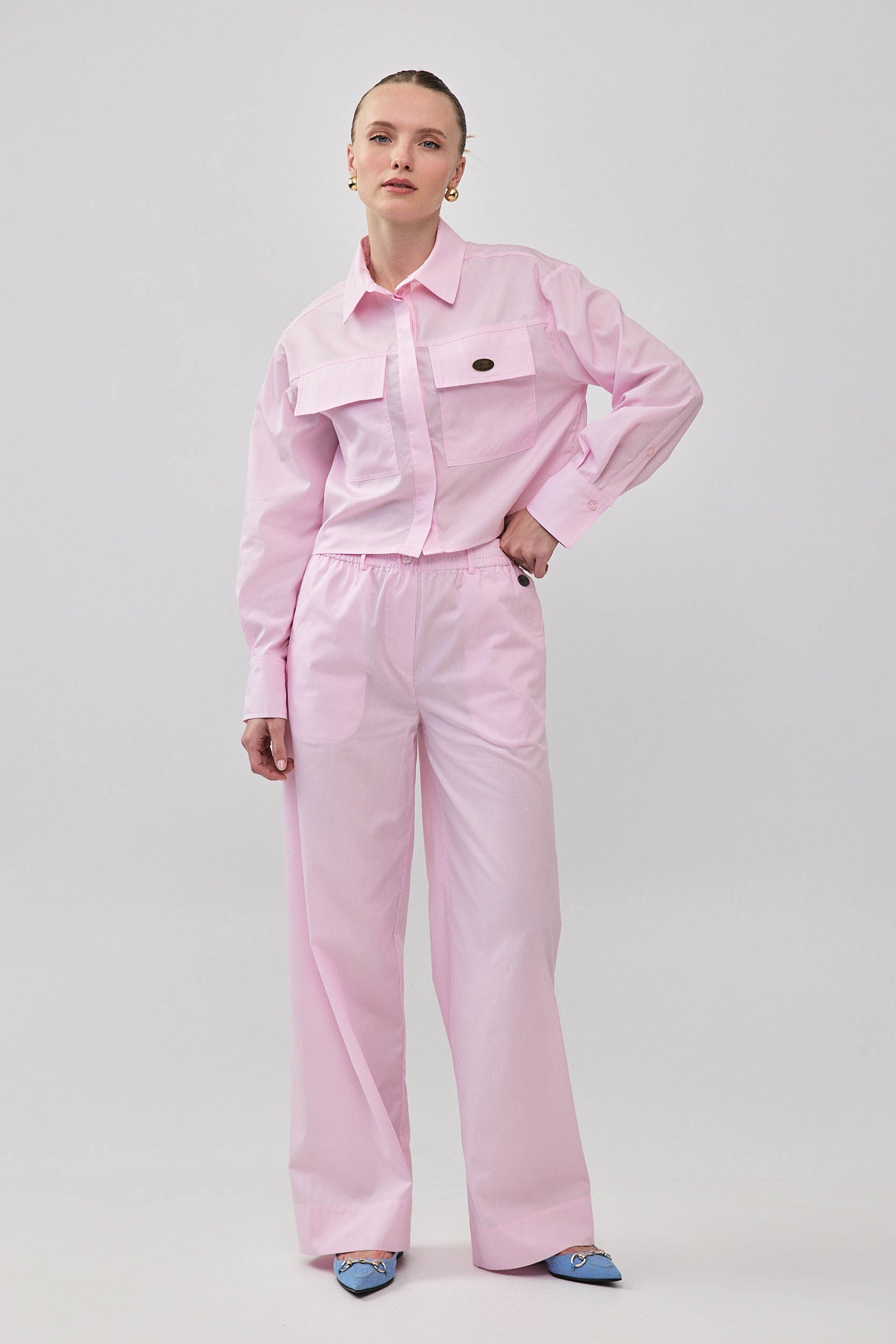 ROBERTA BUTTON SHIRT STRIPE PINK
