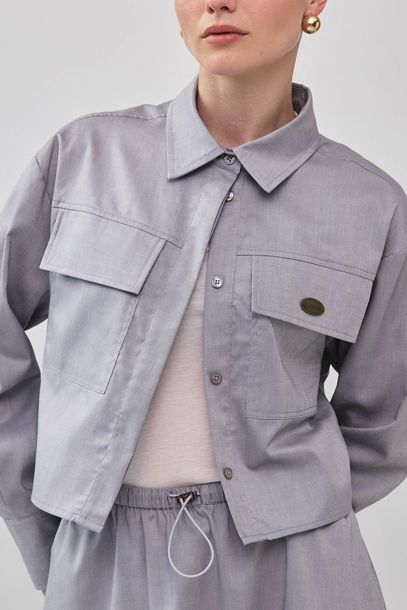 ROBERTA BUTTON SHIRT GRAY JEANS